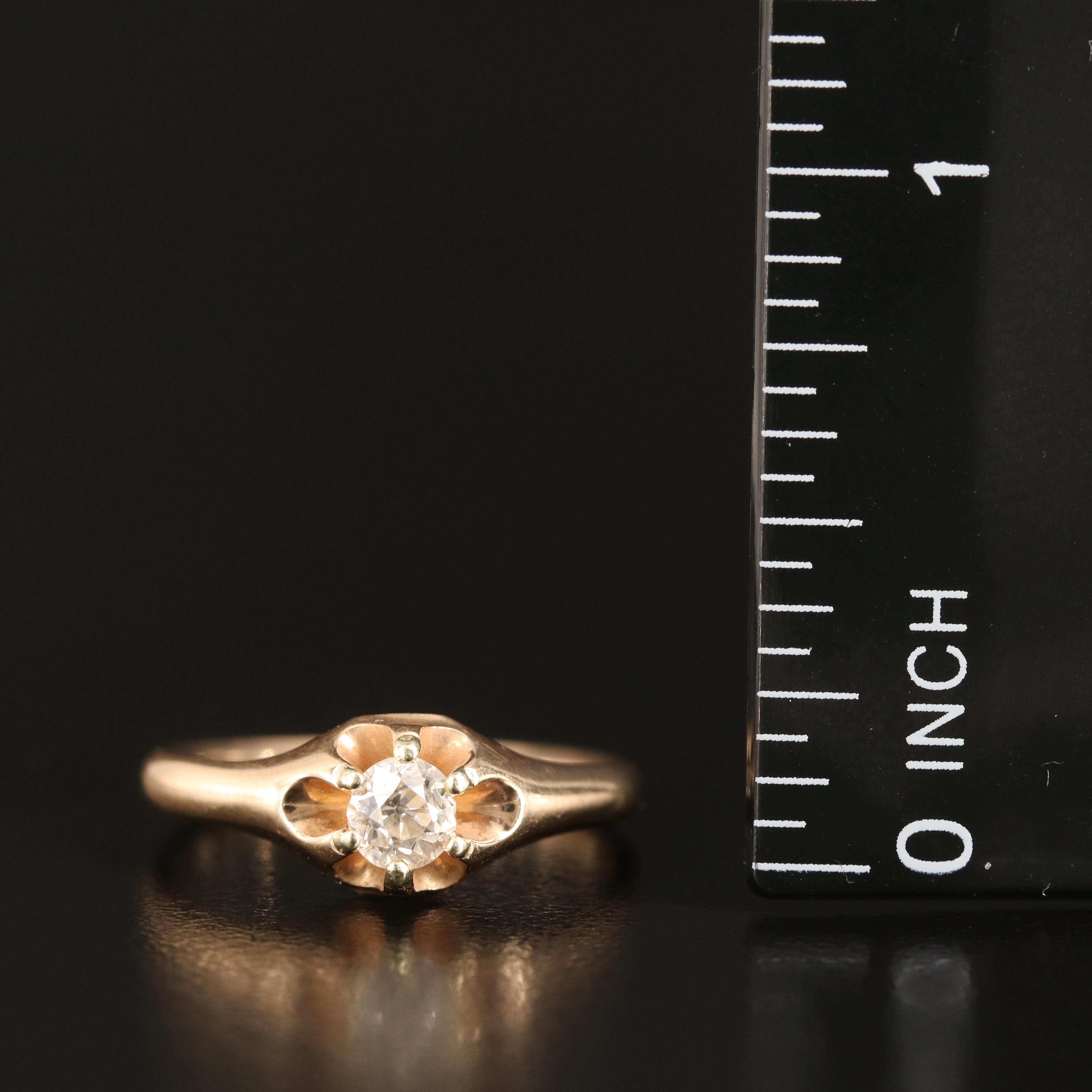 Vintage Wood & Sons 14K 0.25 CT Diamond Belcher Ring
