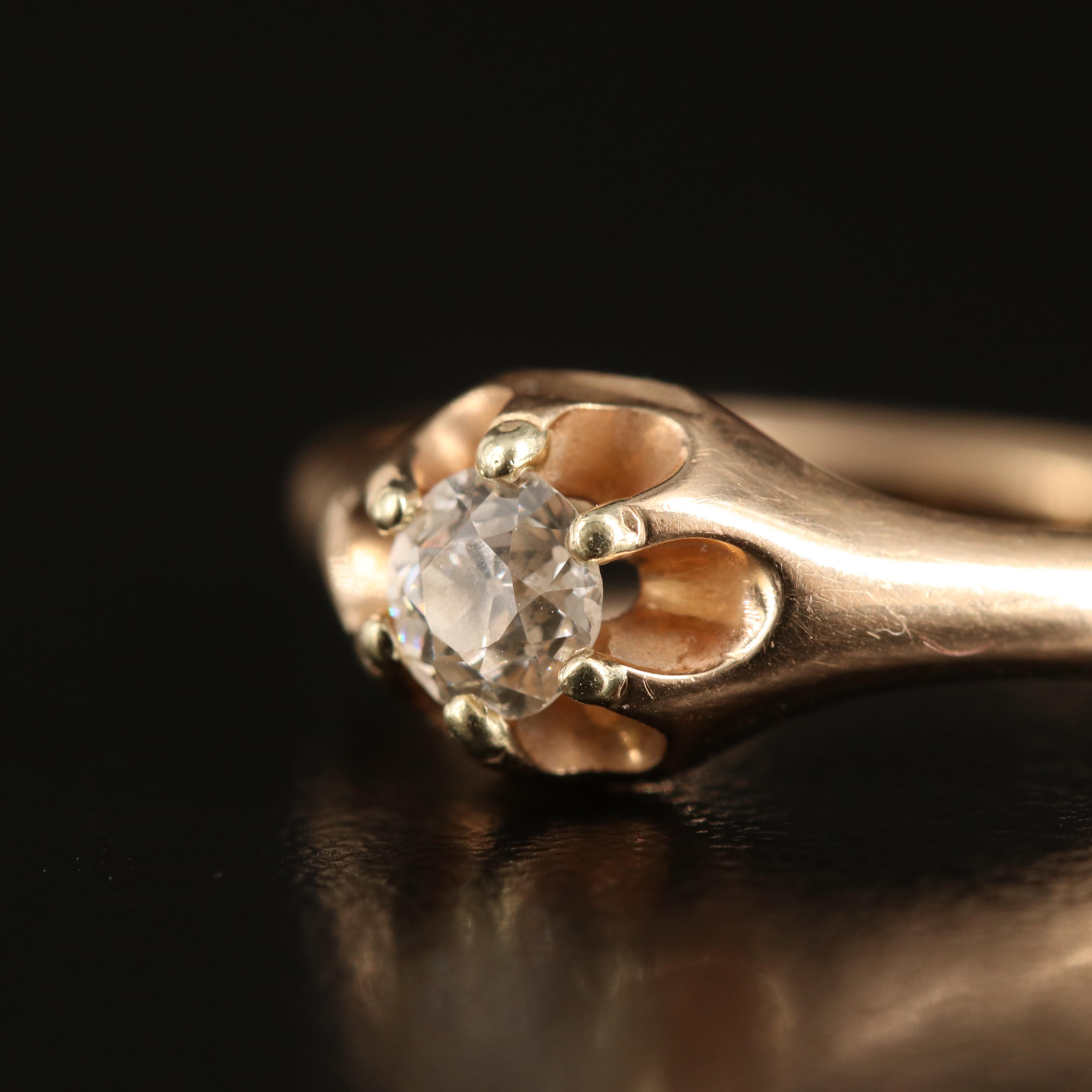 Vintage Wood & Sons 14K 0.25 CT Diamond Belcher Ring