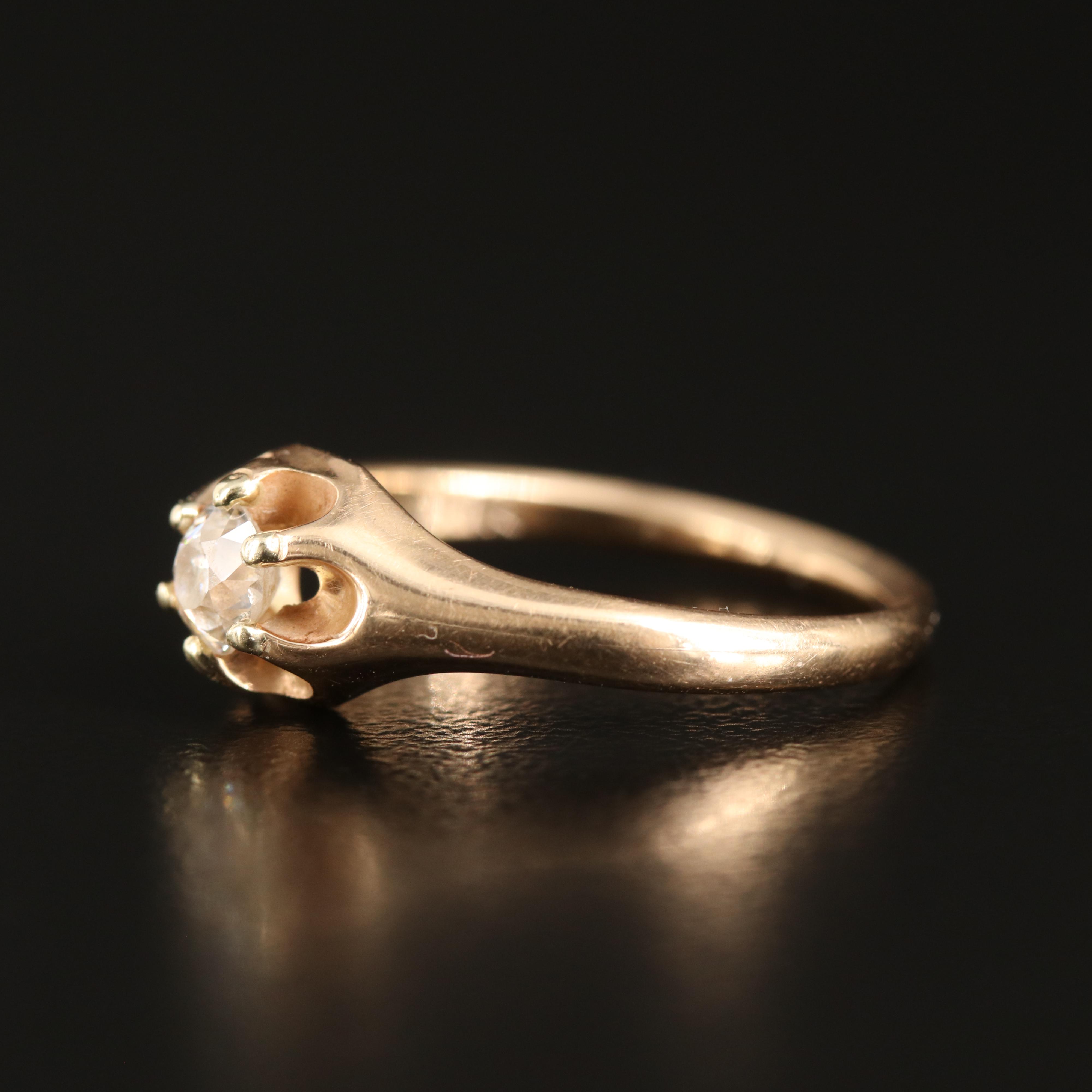 Vintage Wood & Sons 14K 0.25 CT Diamond Belcher Ring