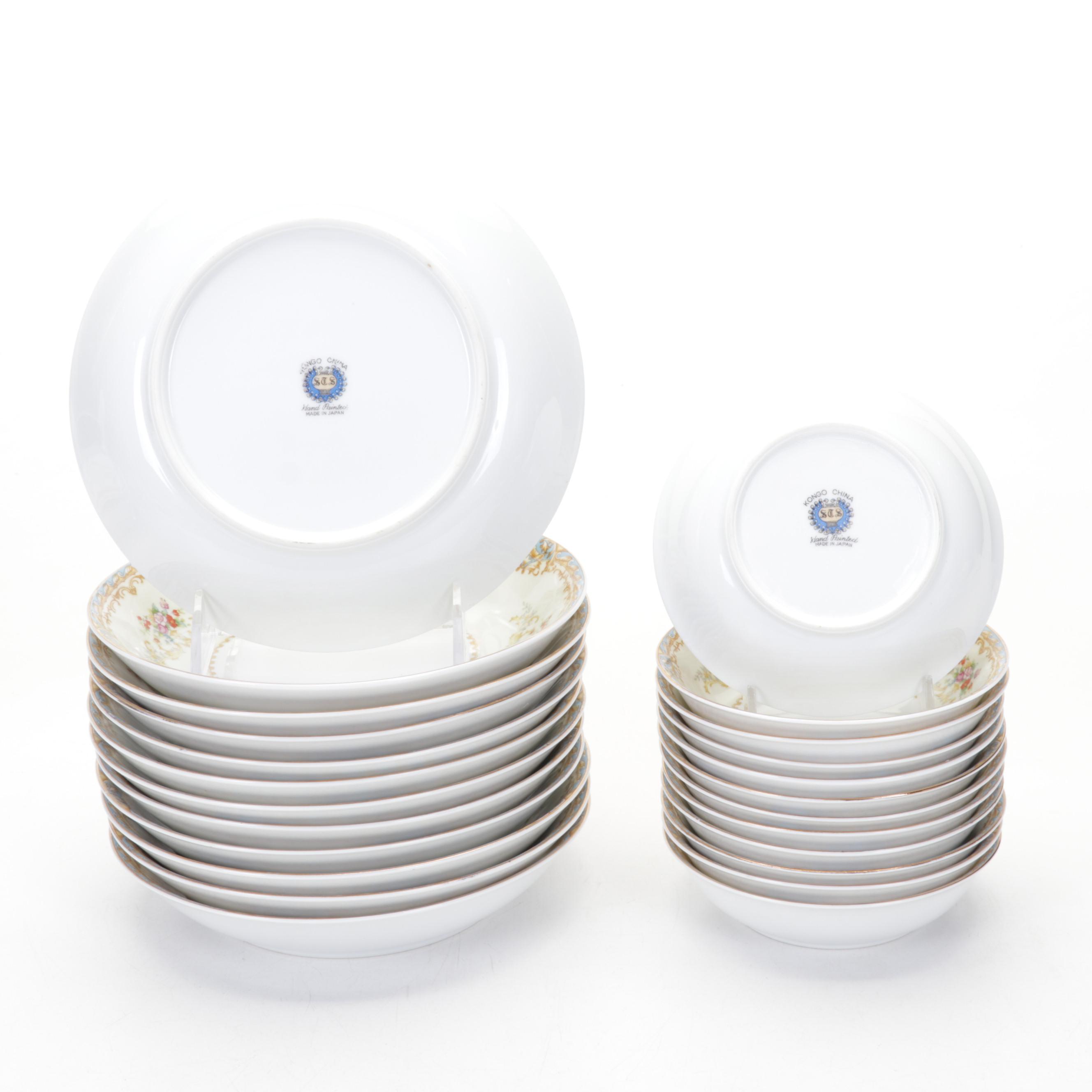 Kongo China Gilded Porcelain Tableware, Mid-20th Century