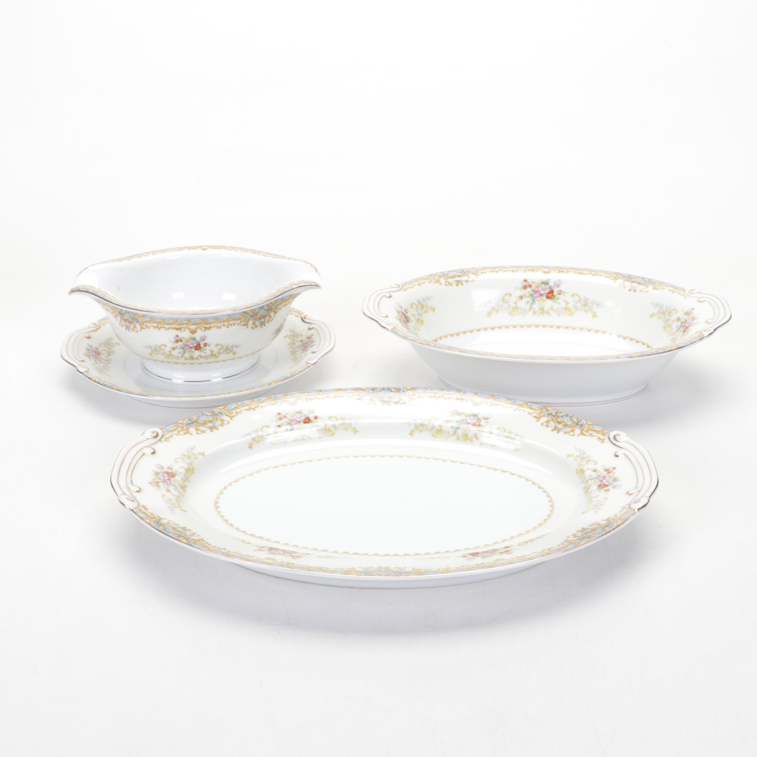 Kongo China Gilded Porcelain Tableware, Mid-20th Century