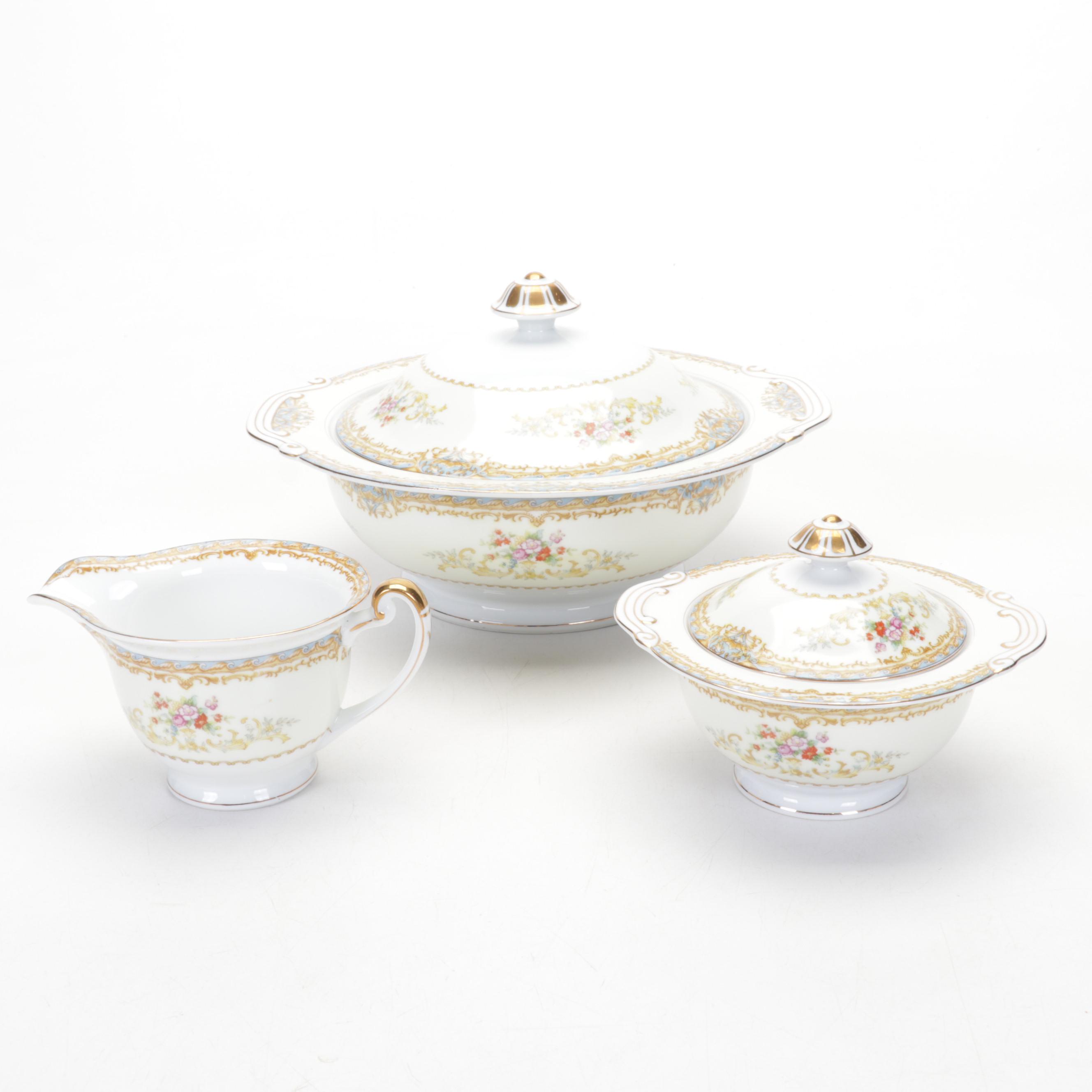 Kongo China Gilded Porcelain Tableware, Mid-20th Century