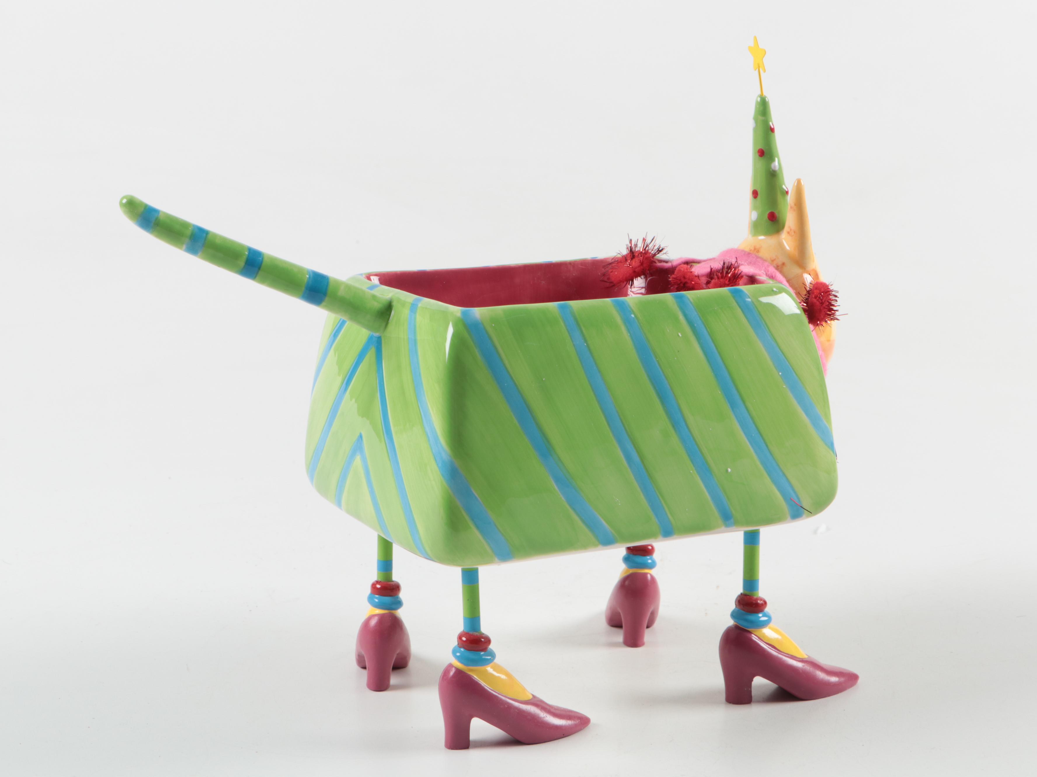 Department 56 Patience Brewster "Christmas Krinkles" Cat Dish