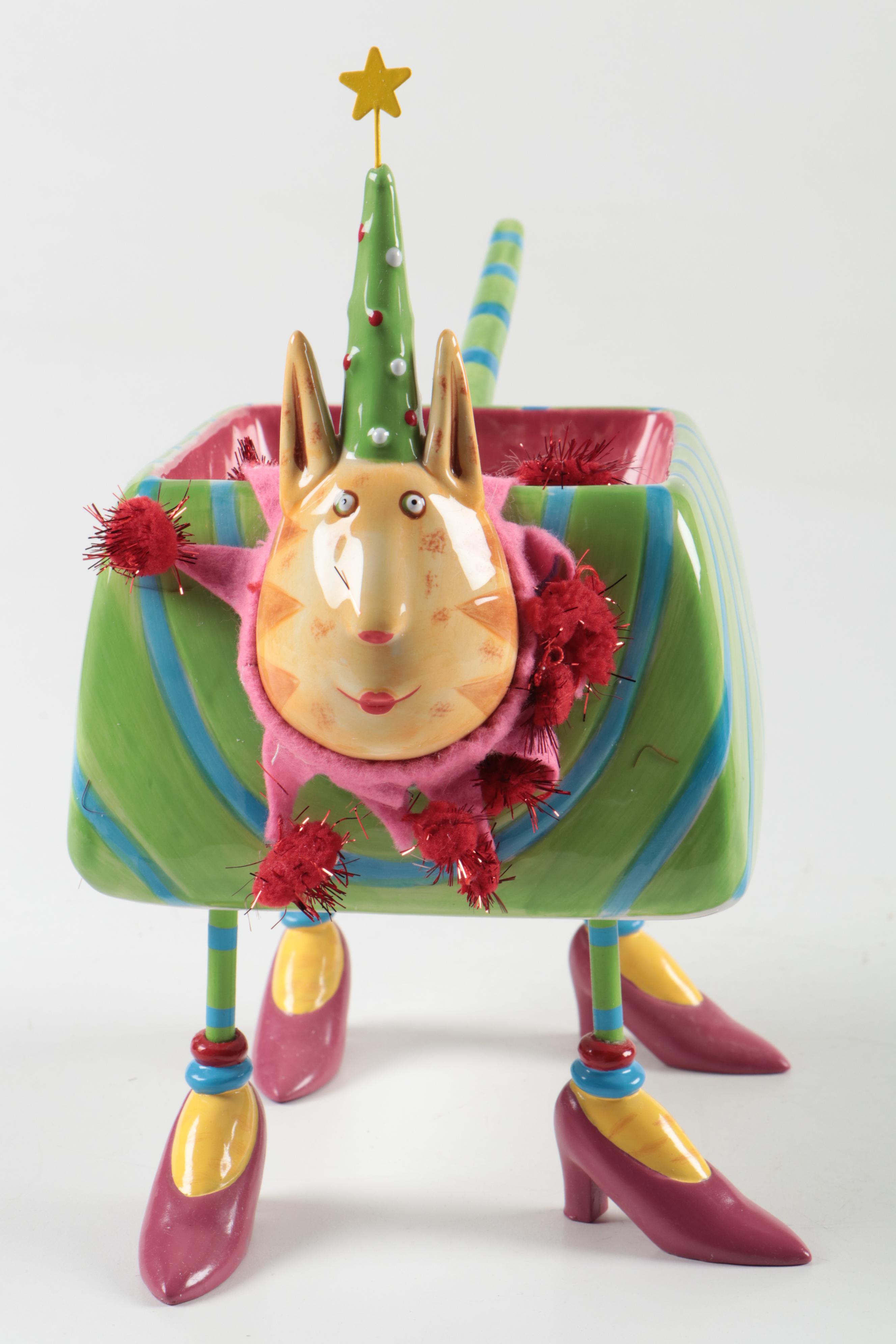 Department 56 Patience Brewster "Christmas Krinkles" Cat Dish