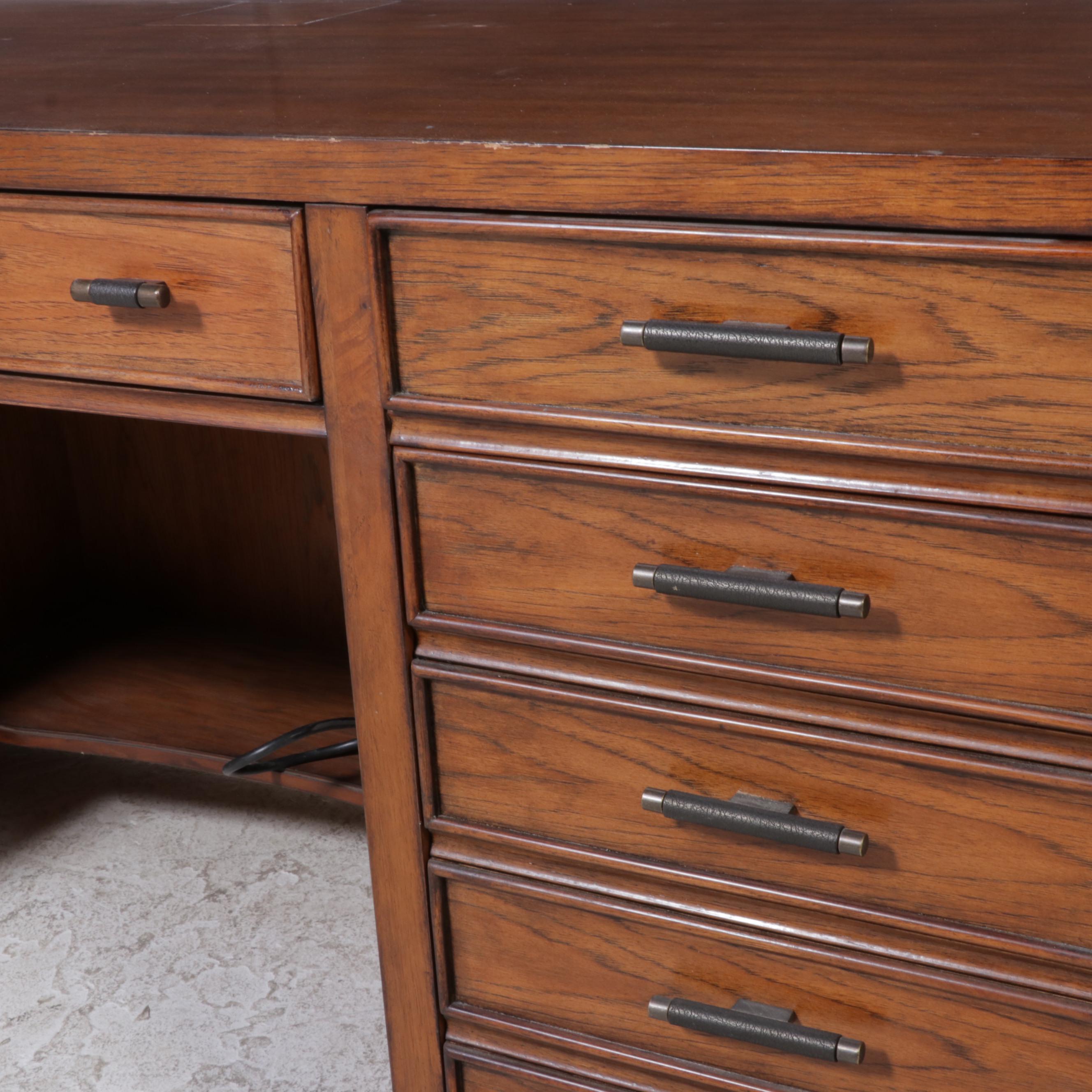 Contemporary Oak Executive Desk