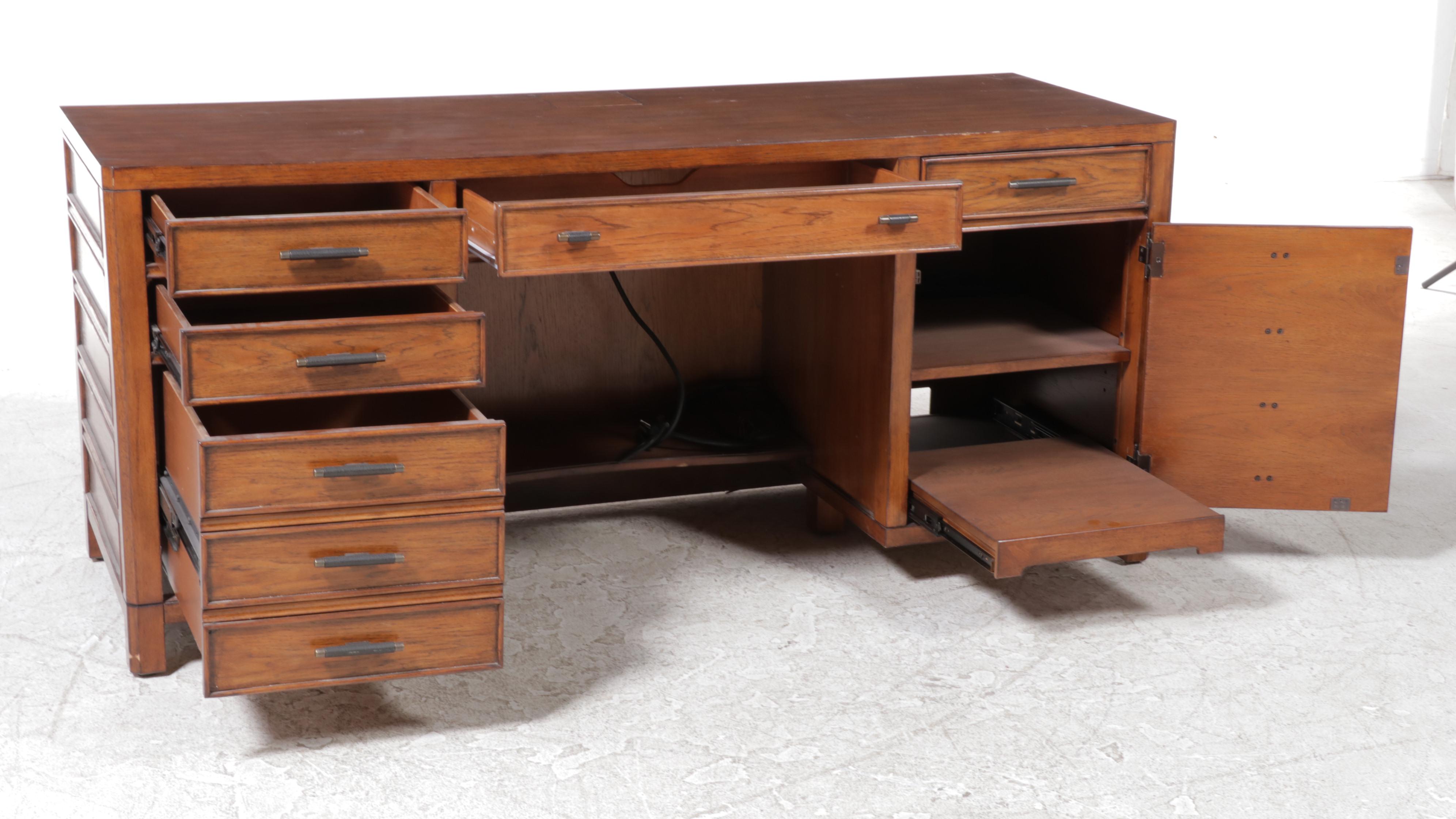 Contemporary Oak Executive Desk