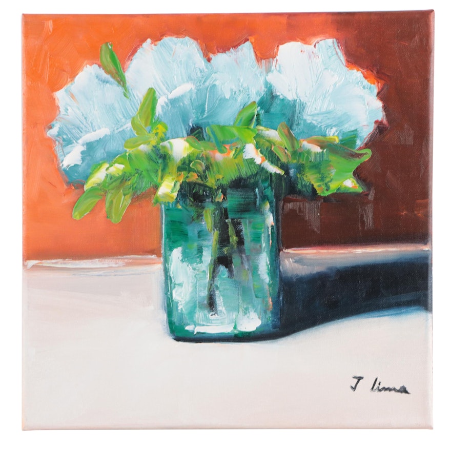 José M. Lima Floral Still Life Oil Painting, 2023