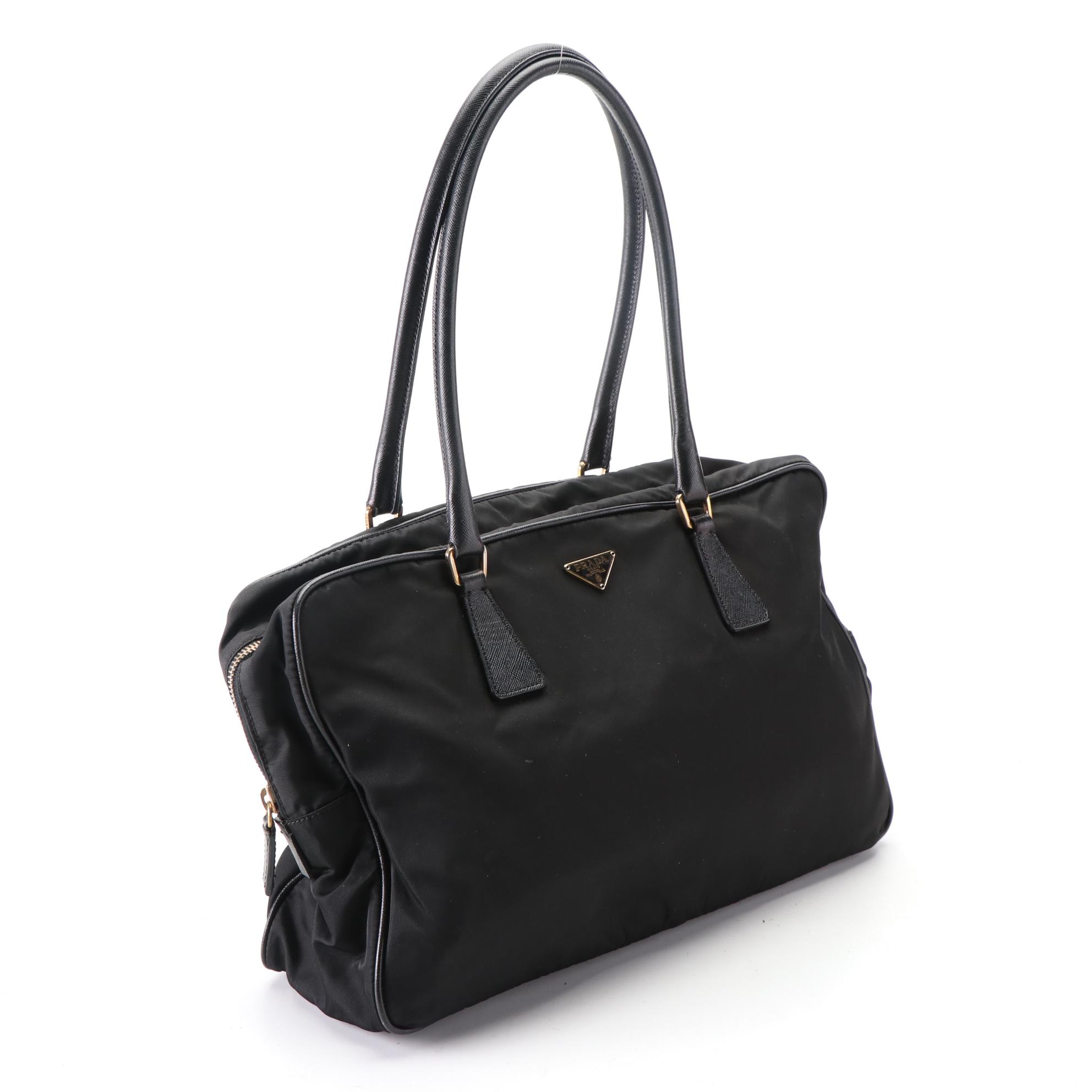 Prada Shoulder Bag in Tessuto Nylon and Saffiano Leather