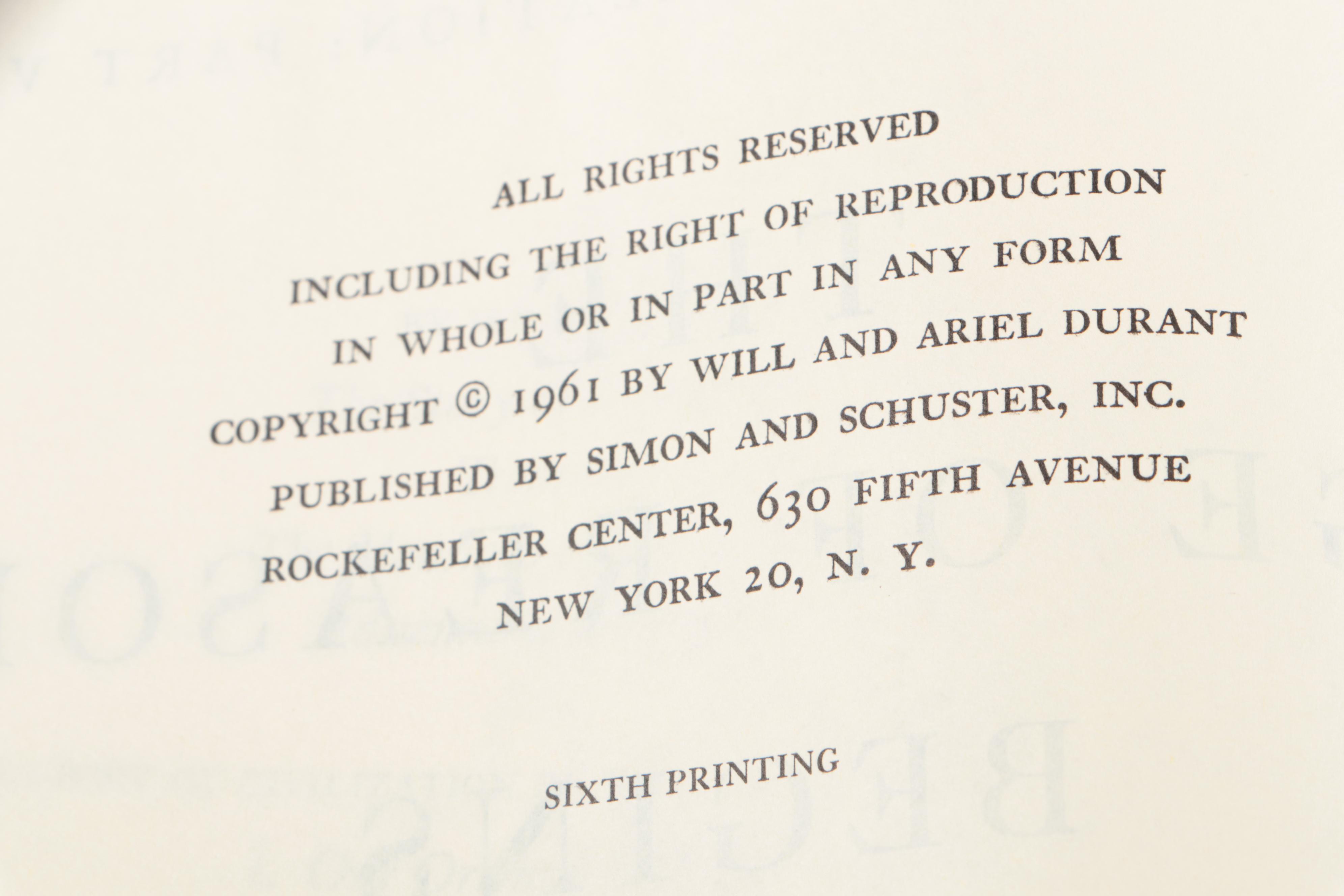 "The Story of Civilization" by Will and Ariel Durant, 10 Volumes