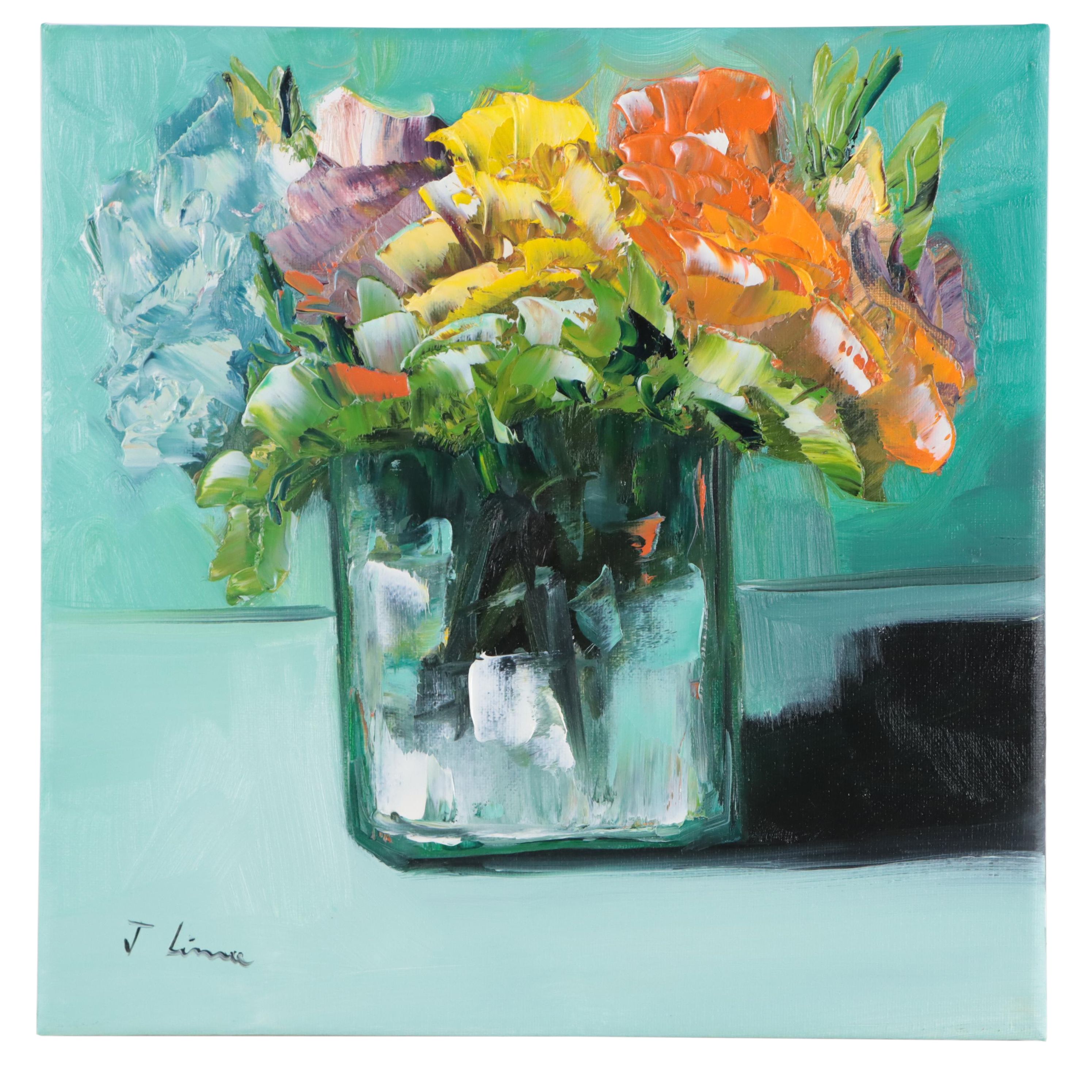 José M. Lima Floral Still Life Oil Painting, 2023