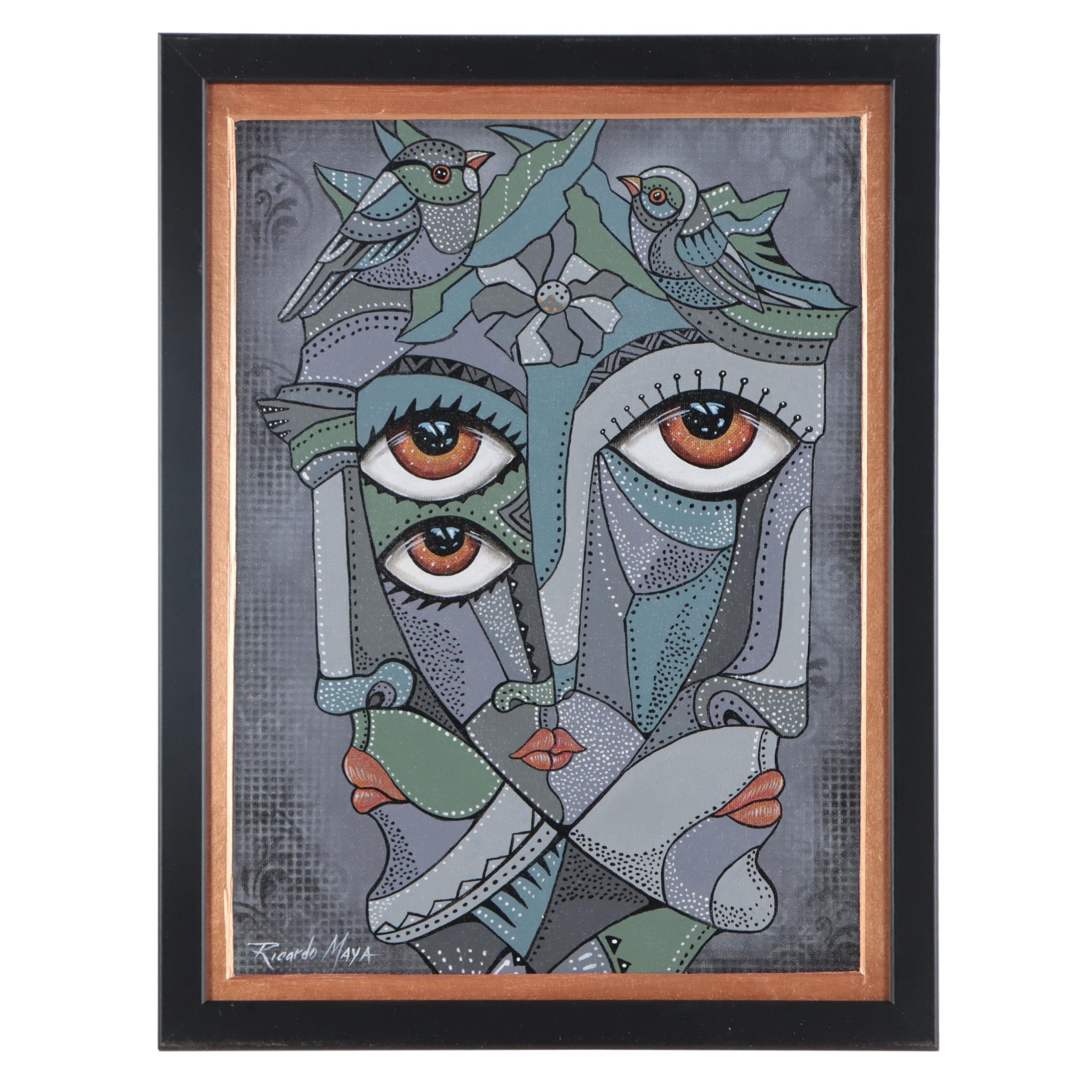 Ricardo Maya Acrylic Portrait, 21st Century