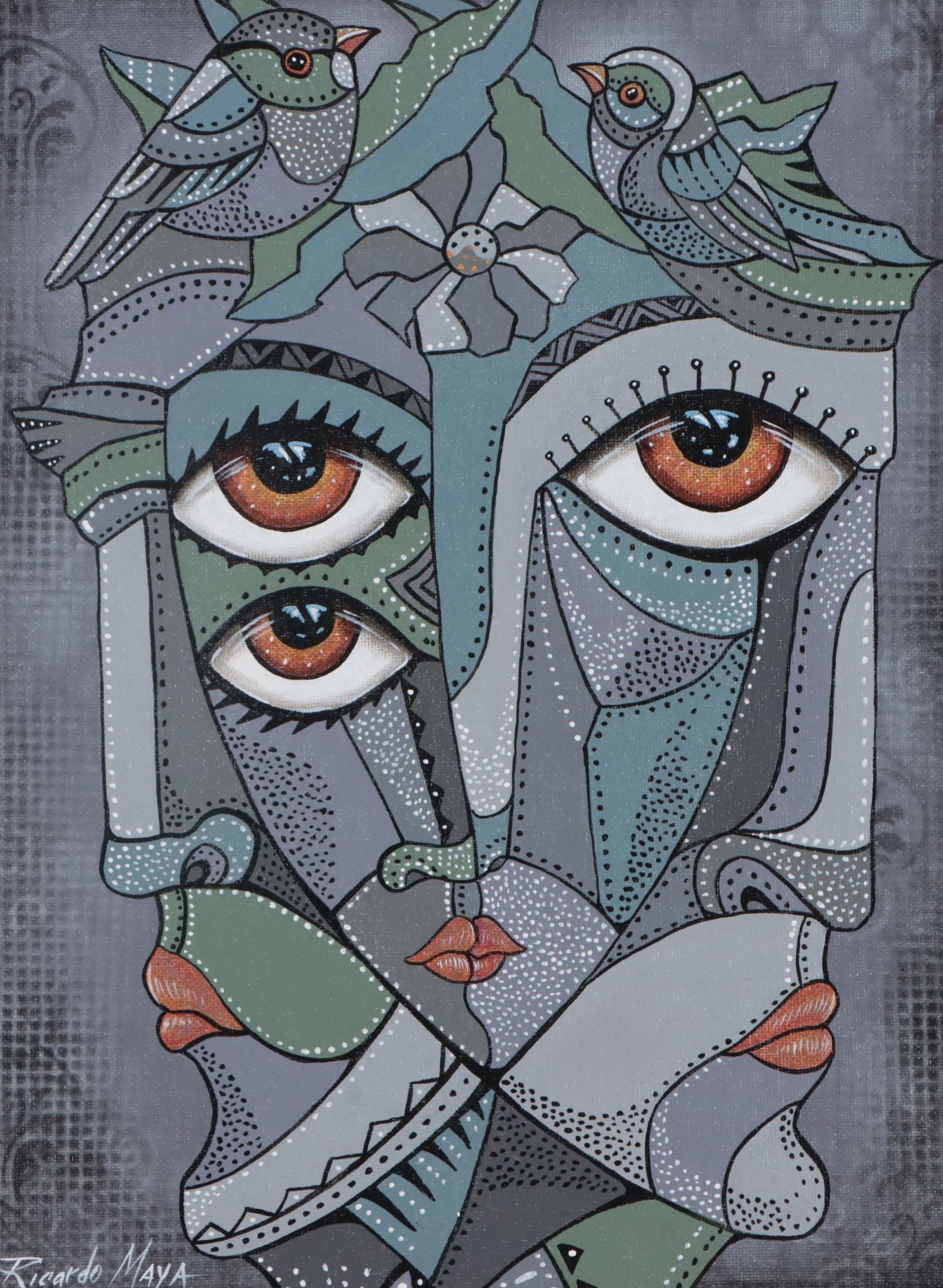 Ricardo Maya Acrylic Portrait, 21st Century