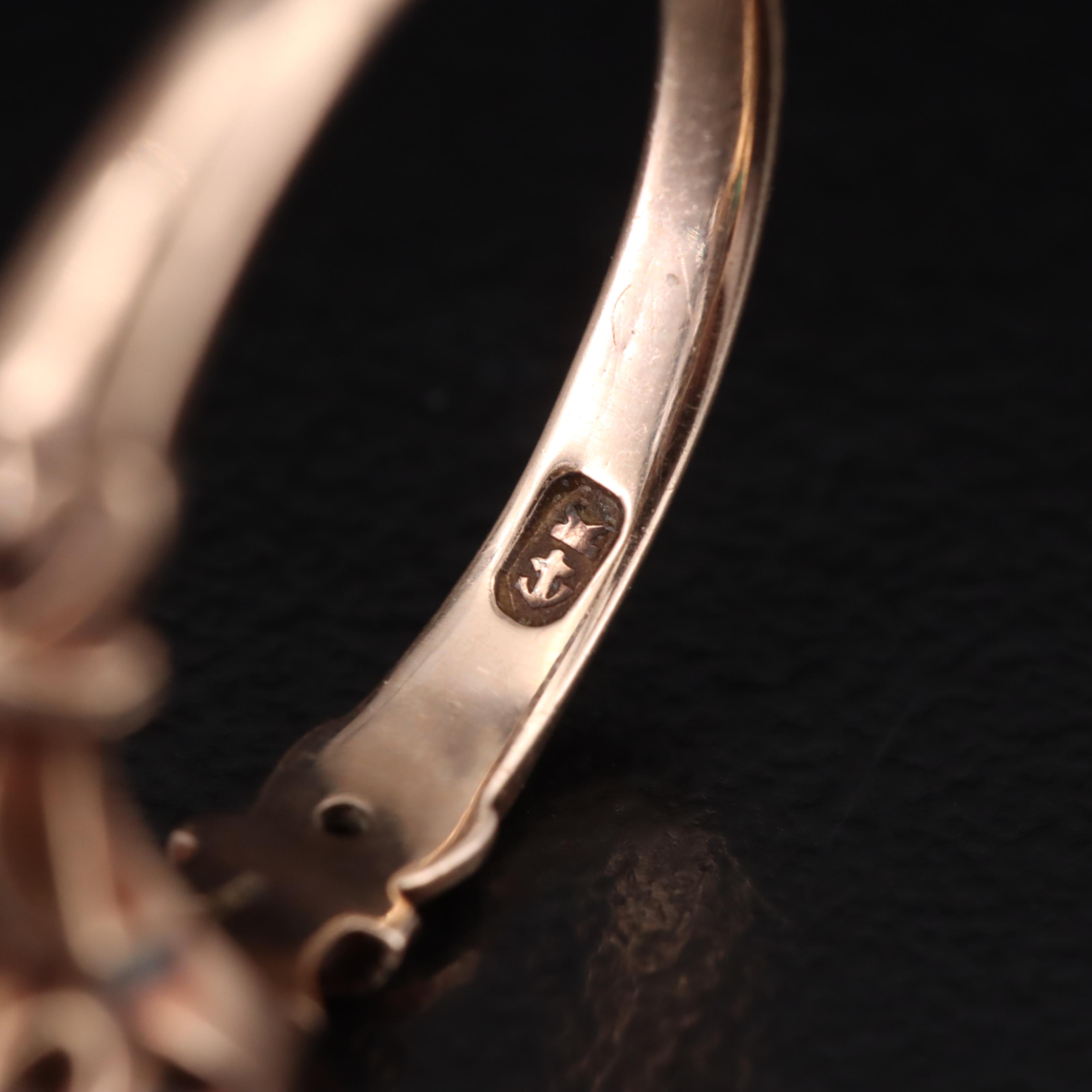 Victorian 10K Glass and Seed Pearl Ring