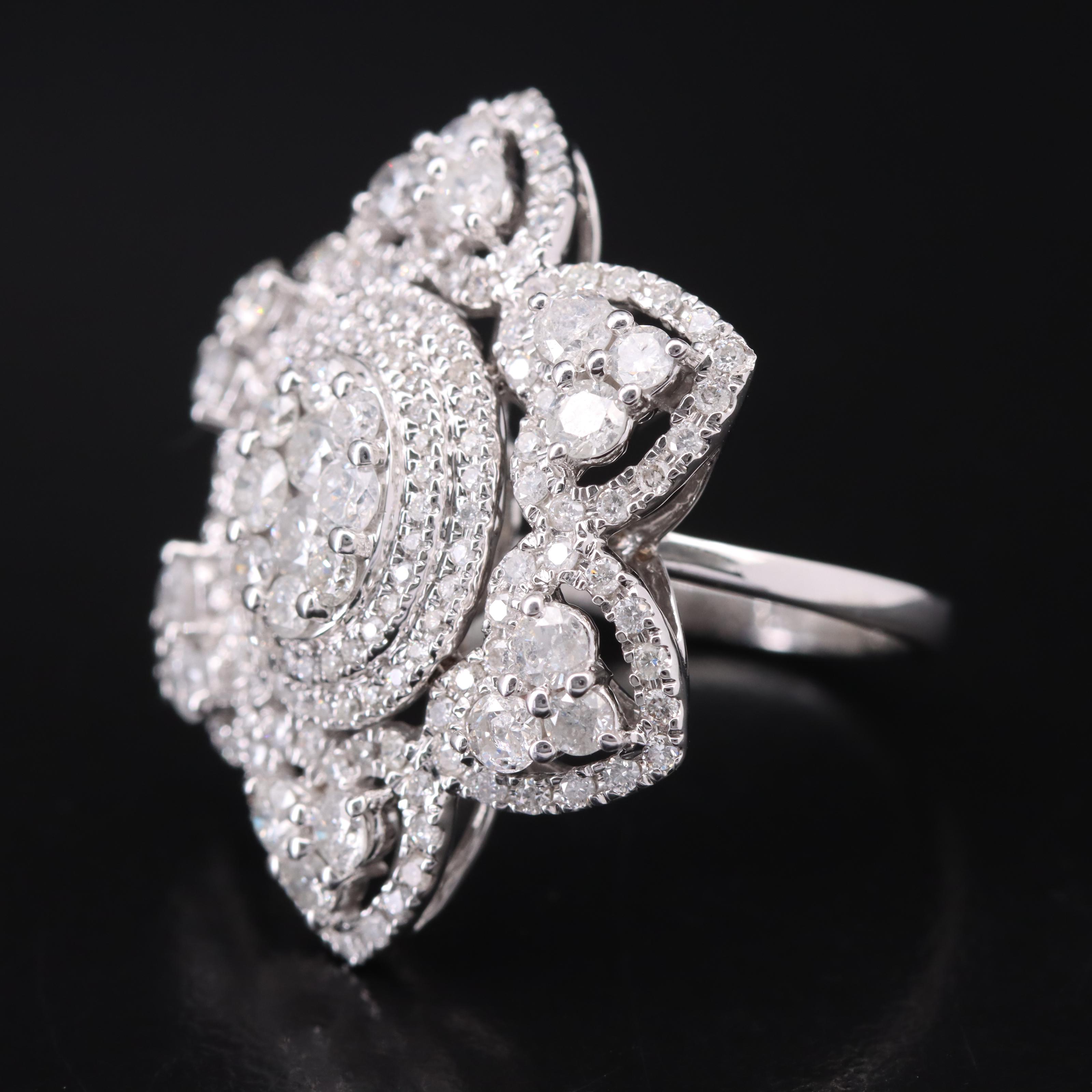 14K 2.48 CTW Diamond Flower Ring