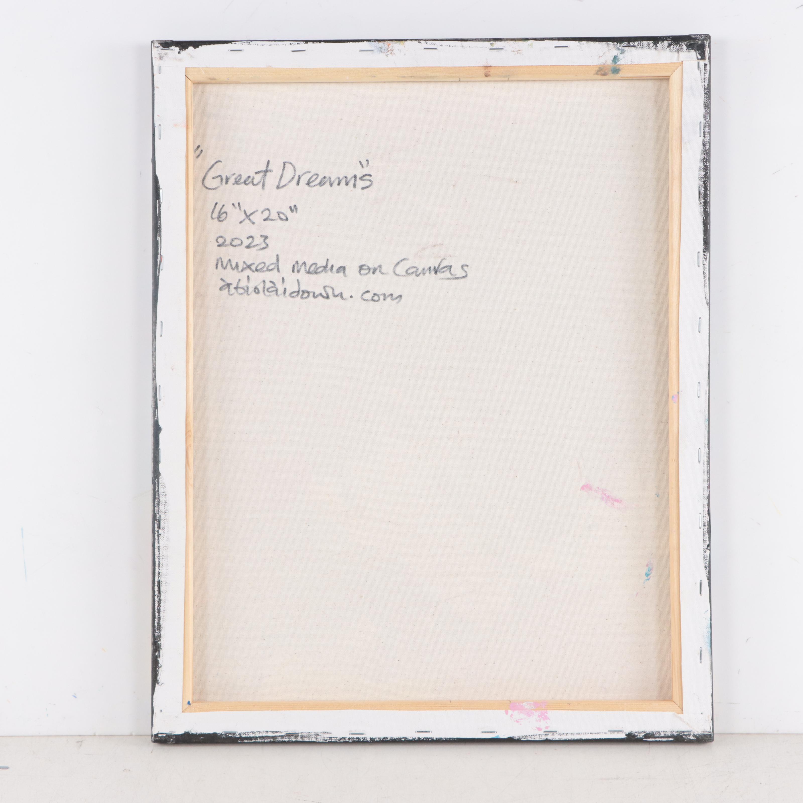 Abiola Idowu Mixed Media Painting "Great Dreams," 2023