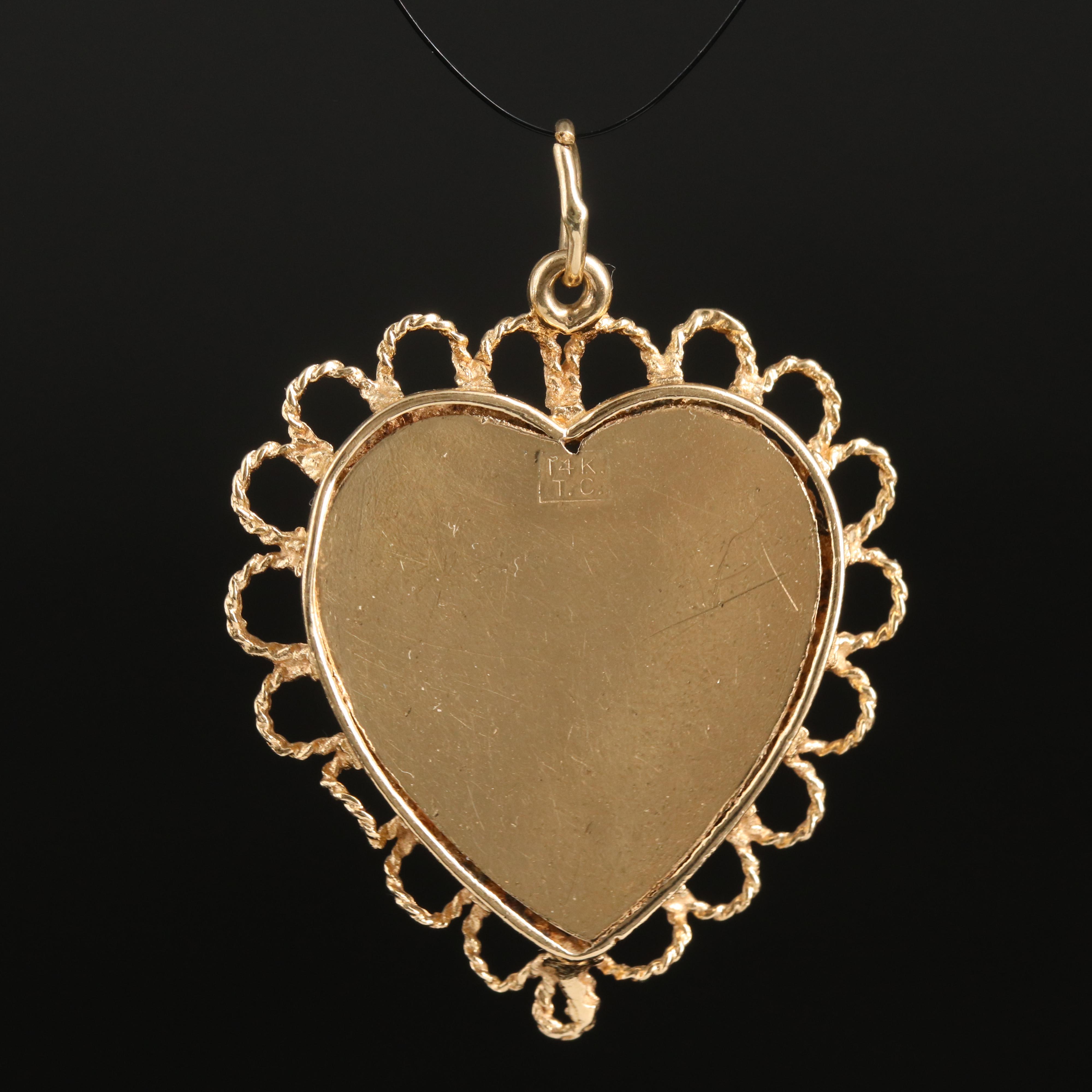 Vintage 14K "Mother" Heart Pendant