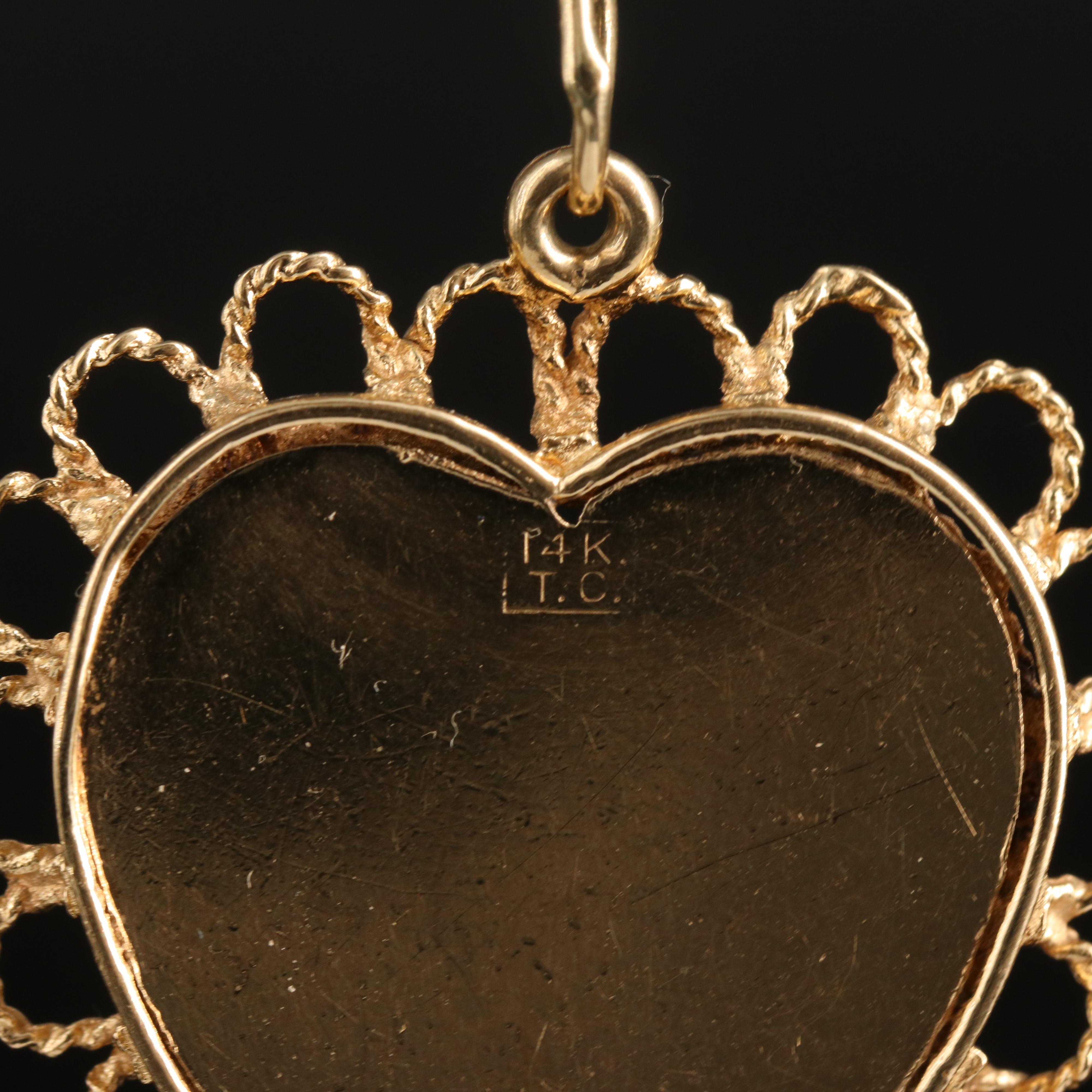Vintage 14K "Mother" Heart Pendant