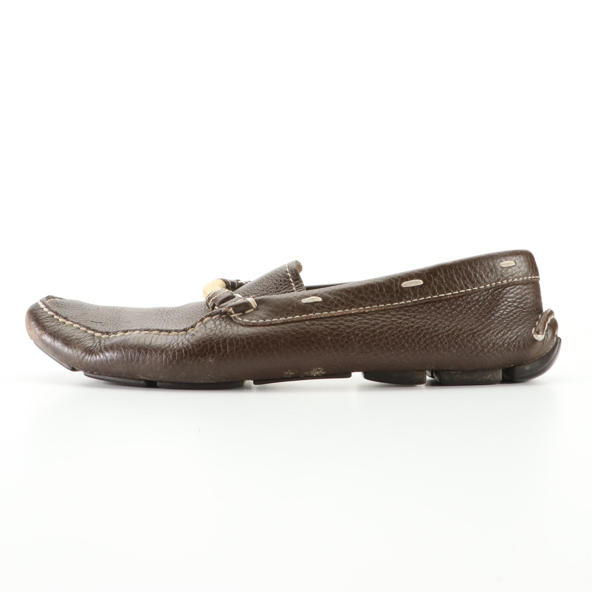 Men's Prada Driving Shoes in Brown Leather