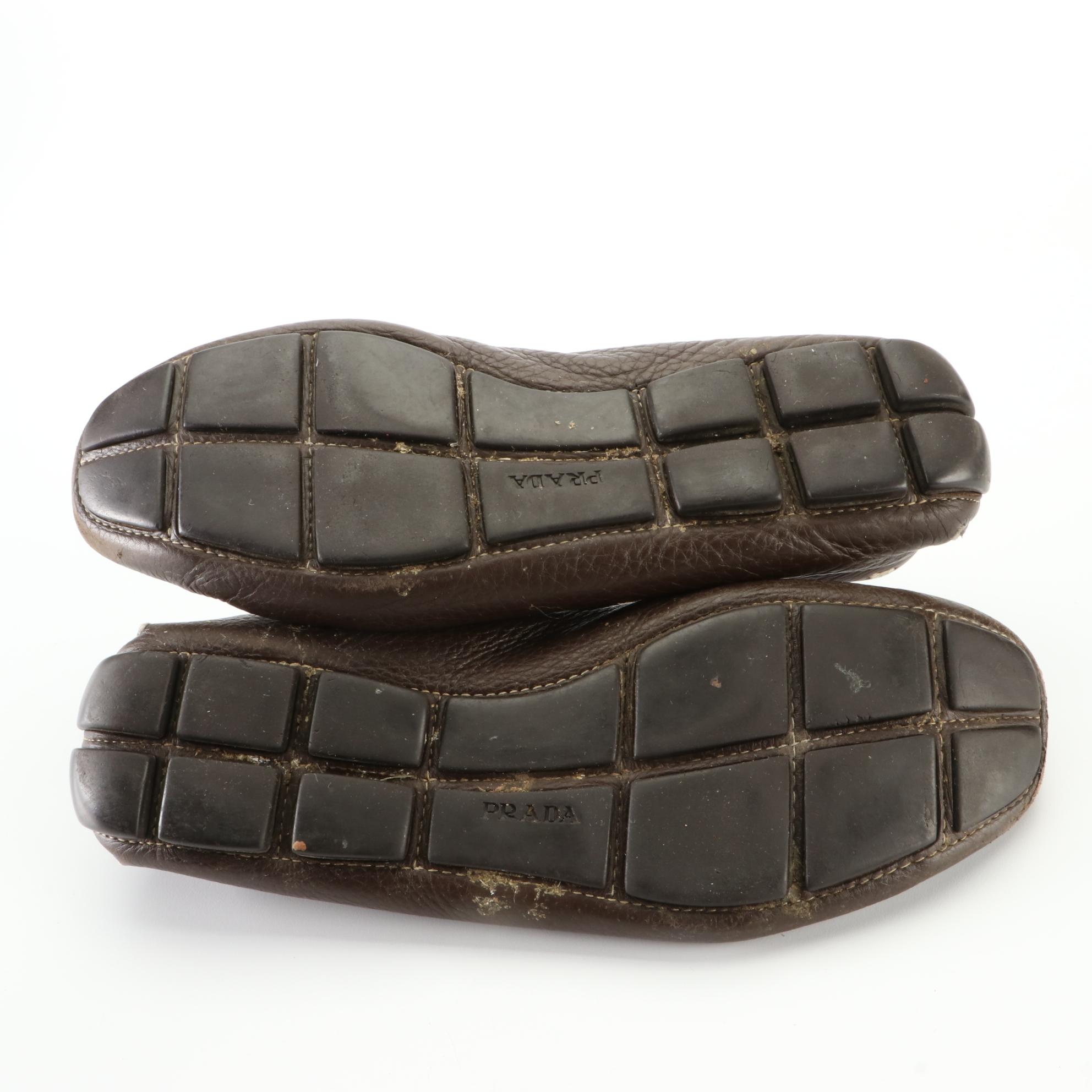 Men's Prada Driving Shoes in Brown Leather
