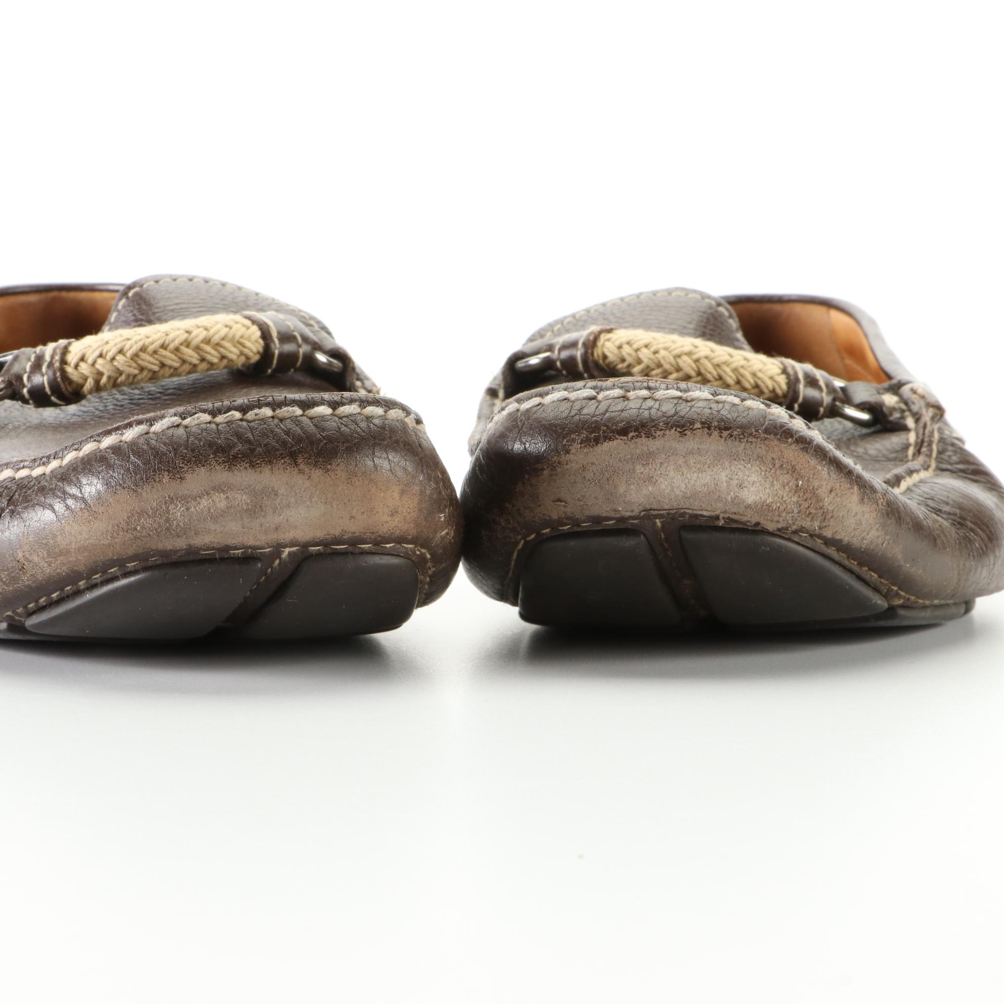 Men's Prada Driving Shoes in Brown Leather