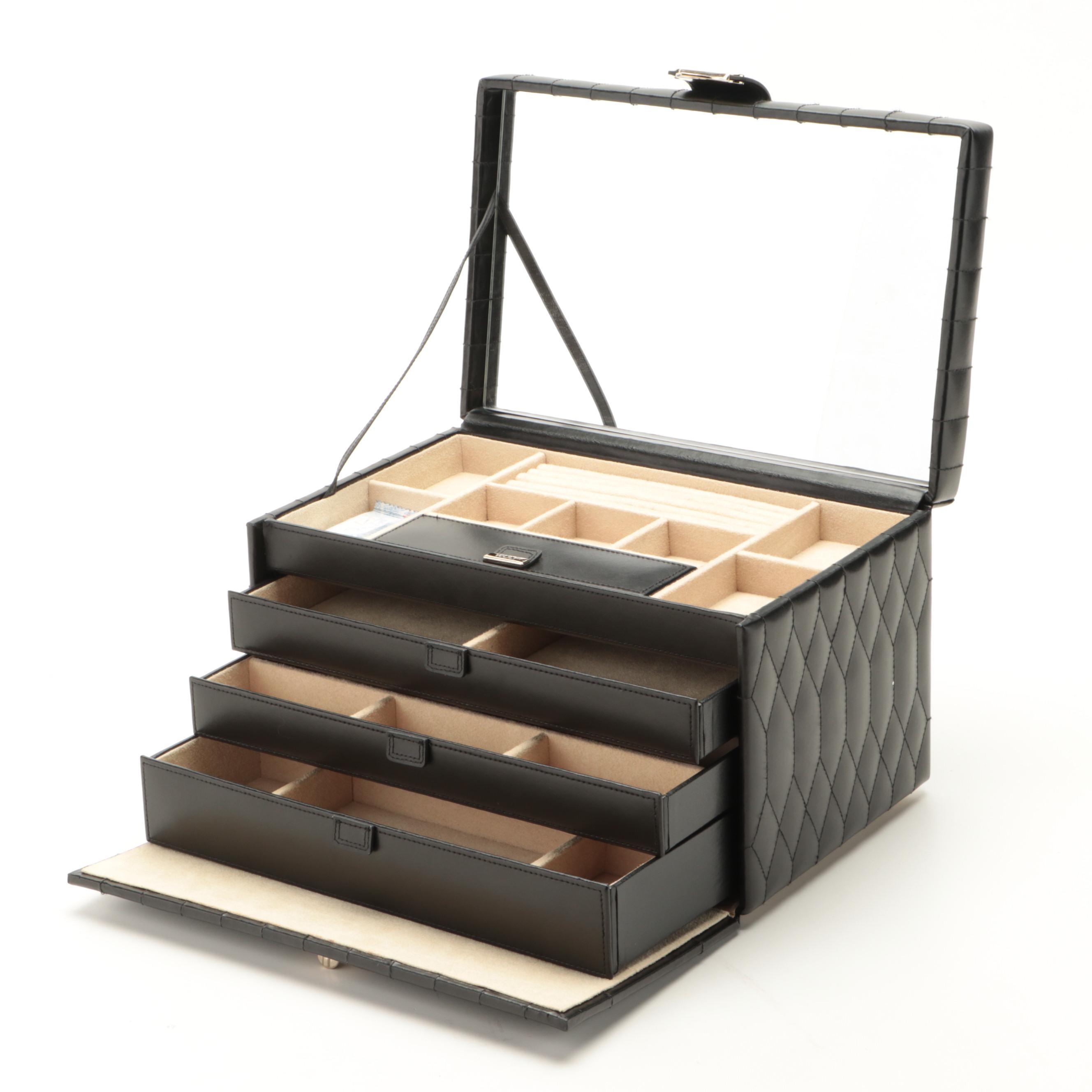 Wolf "Caroline" Quilted Leather Jewelry Box