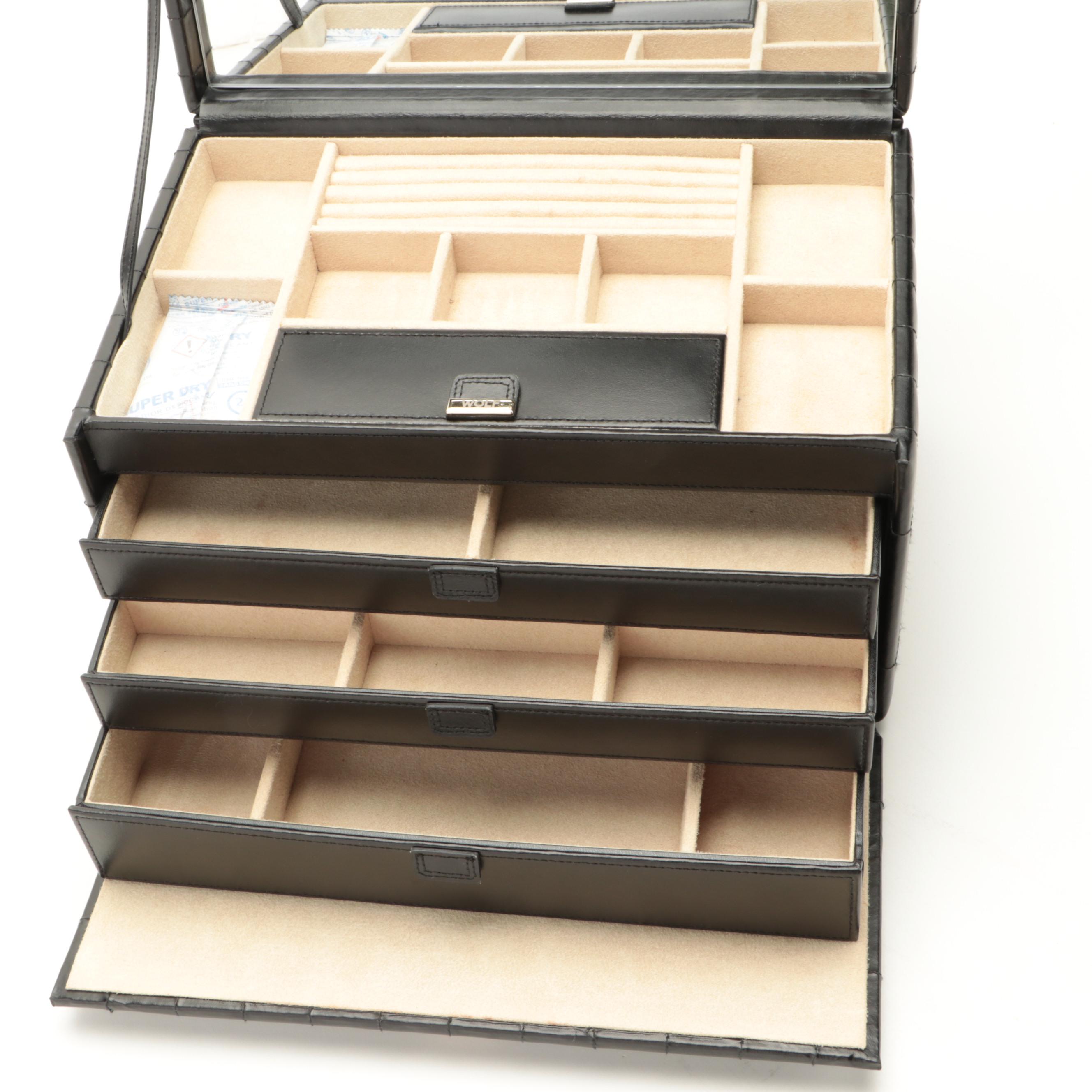 Wolf "Caroline" Quilted Leather Jewelry Box