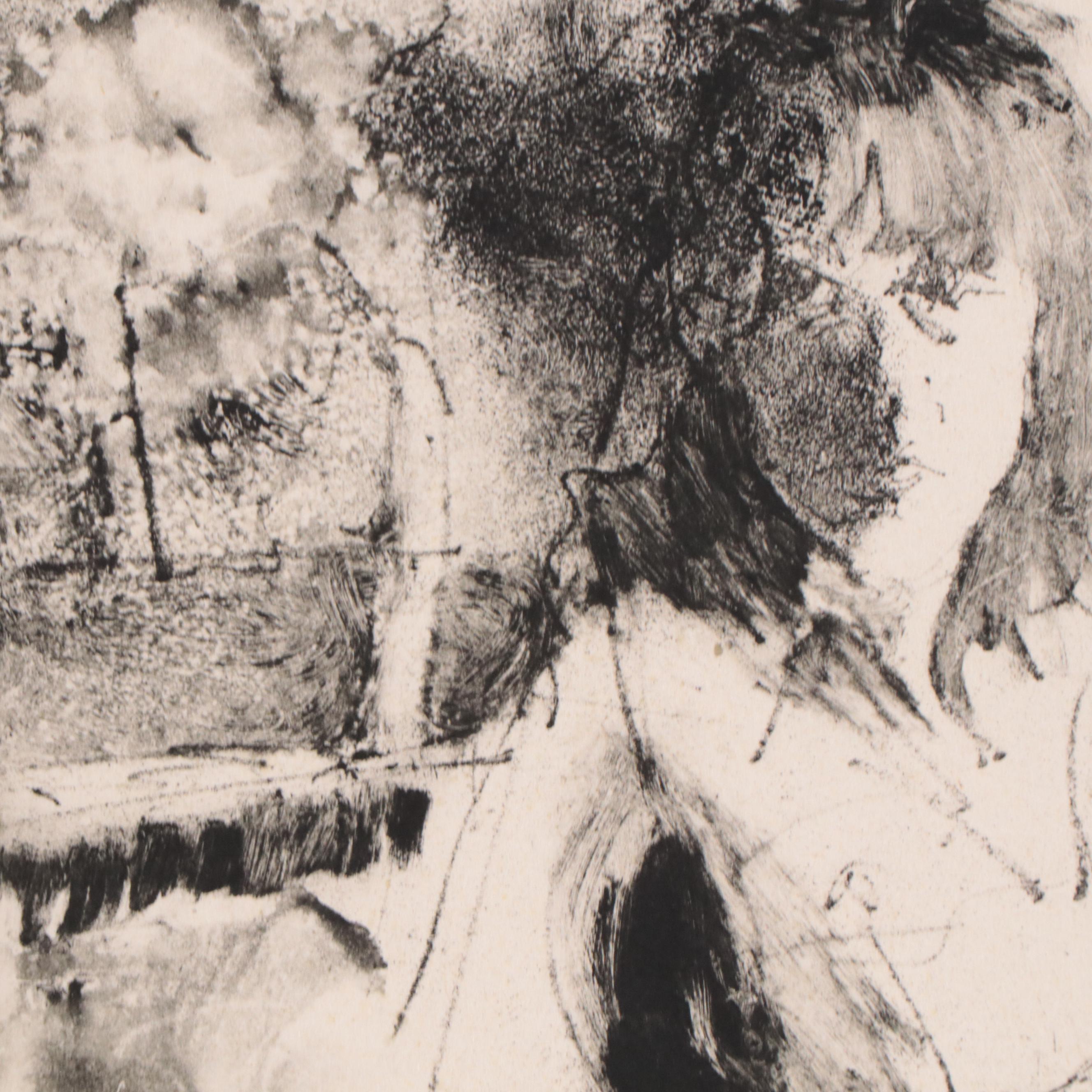 Joanne Fogle Monoprint of Abstract Portrait, Late 20th Century