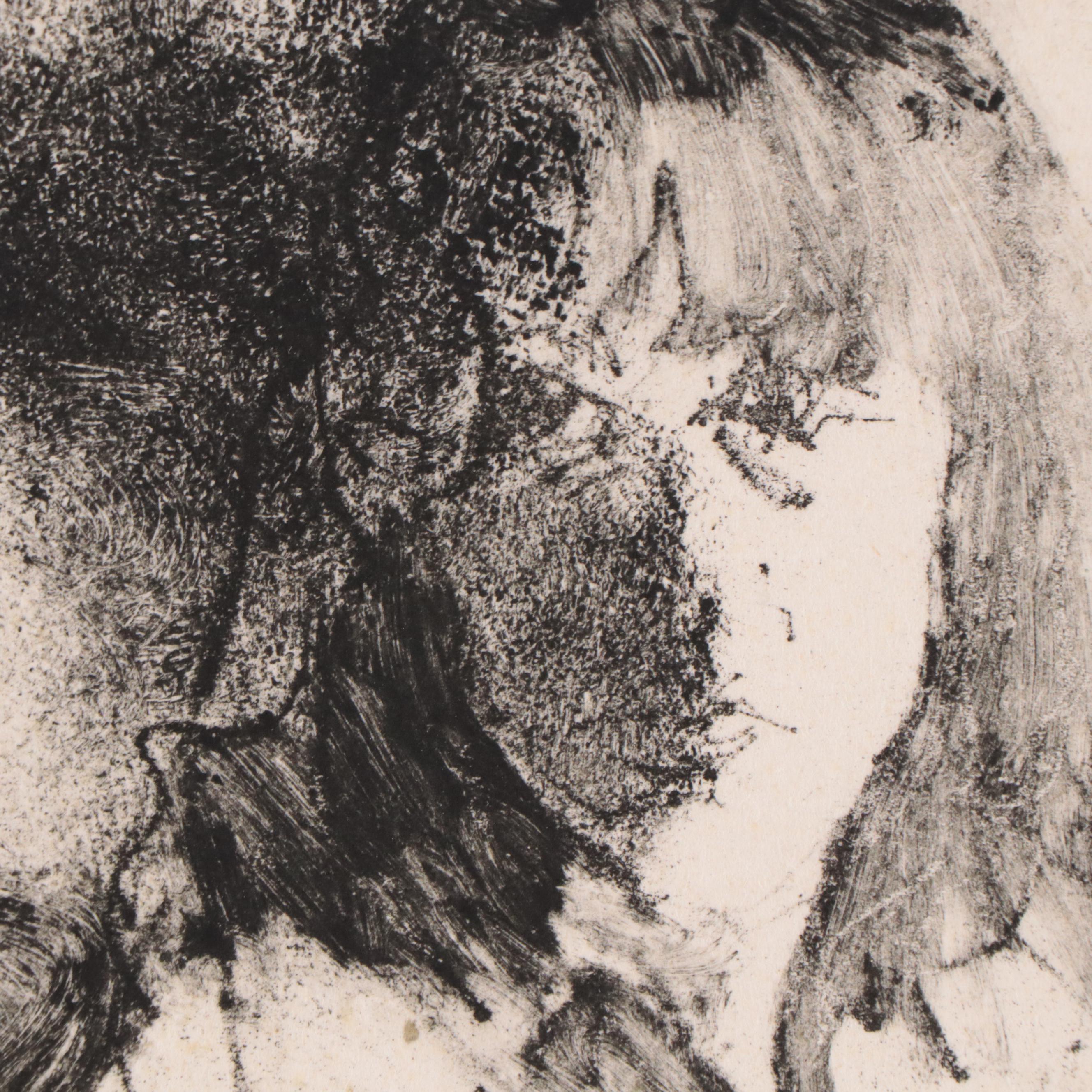 Joanne Fogle Monoprint of Abstract Portrait, Late 20th Century