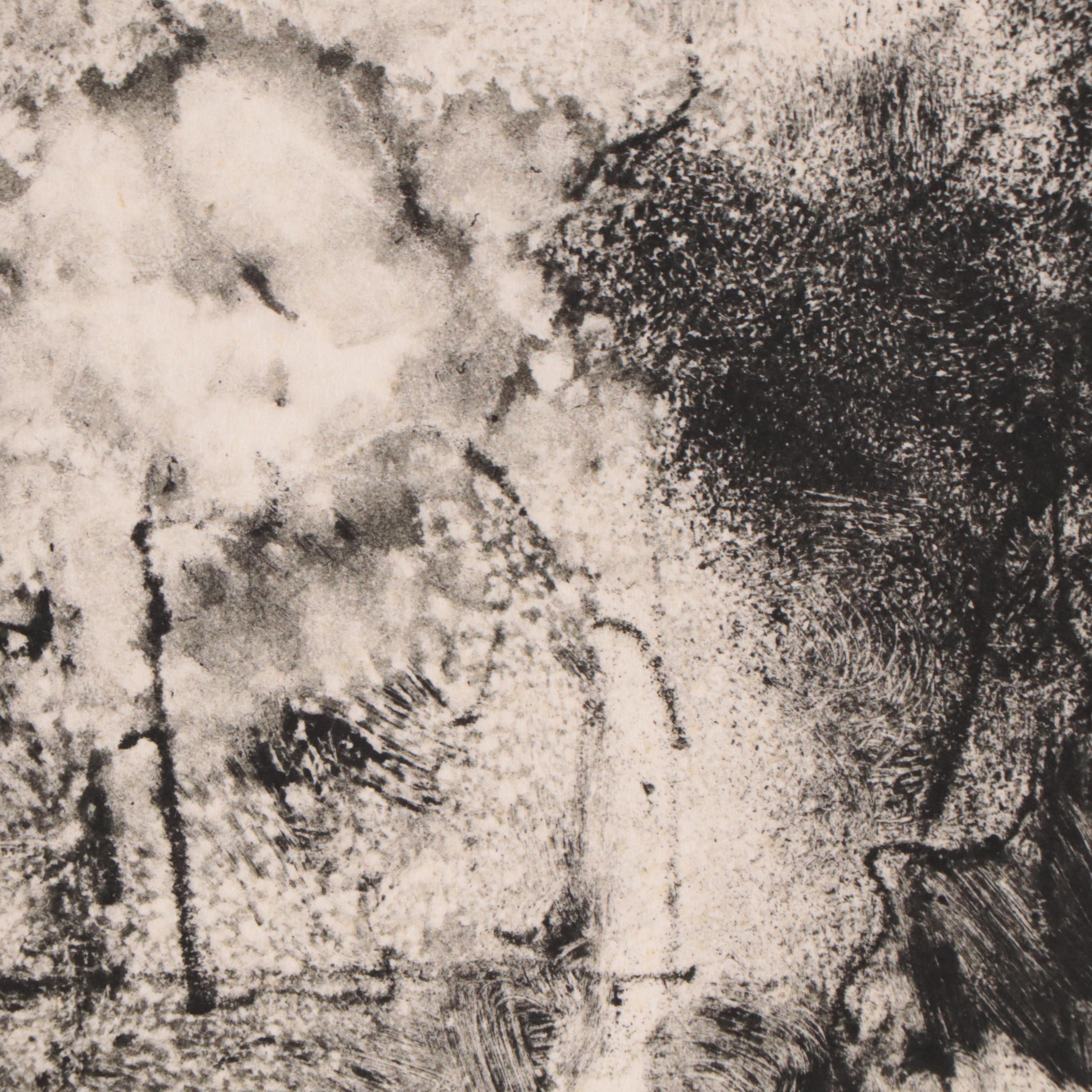 Joanne Fogle Monoprint of Abstract Portrait, Late 20th Century