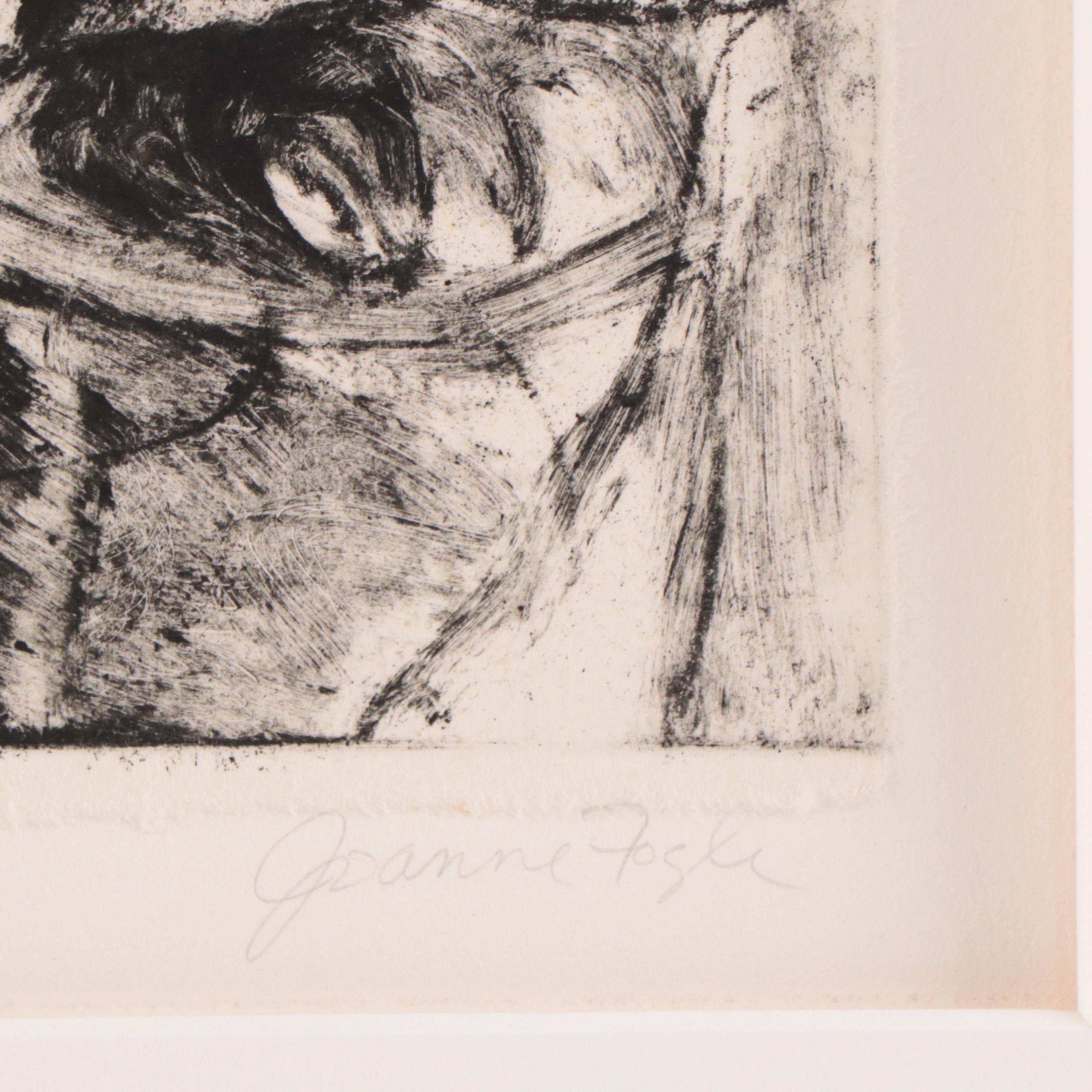 Joanne Fogle Monoprint of Abstract Portrait, Late 20th Century