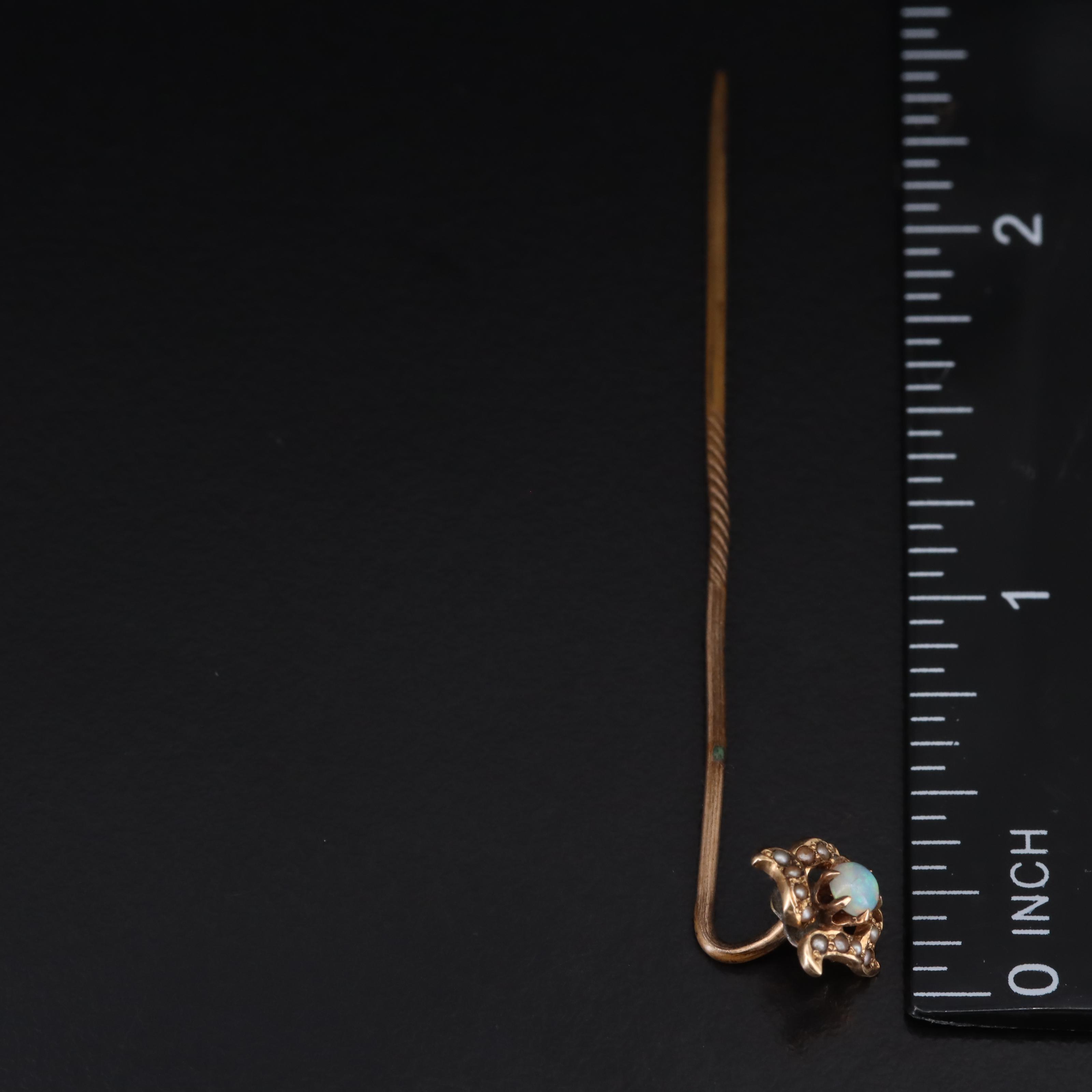 10K Opal and Seed Pearl Pins and Bar Brooch