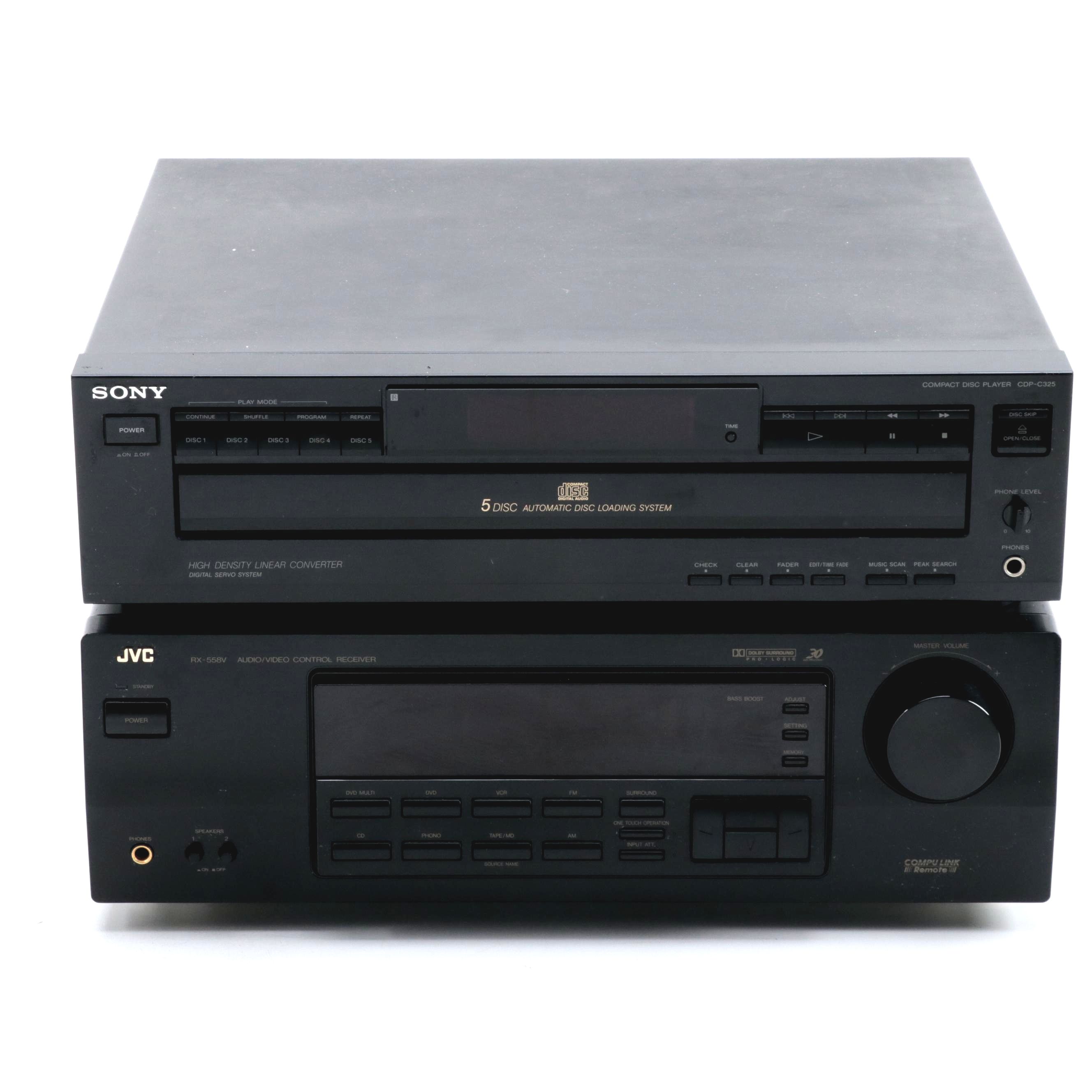 JVC Audio/Video Receiver with Sony 5-Disc CD Carousel, Late 20th Century