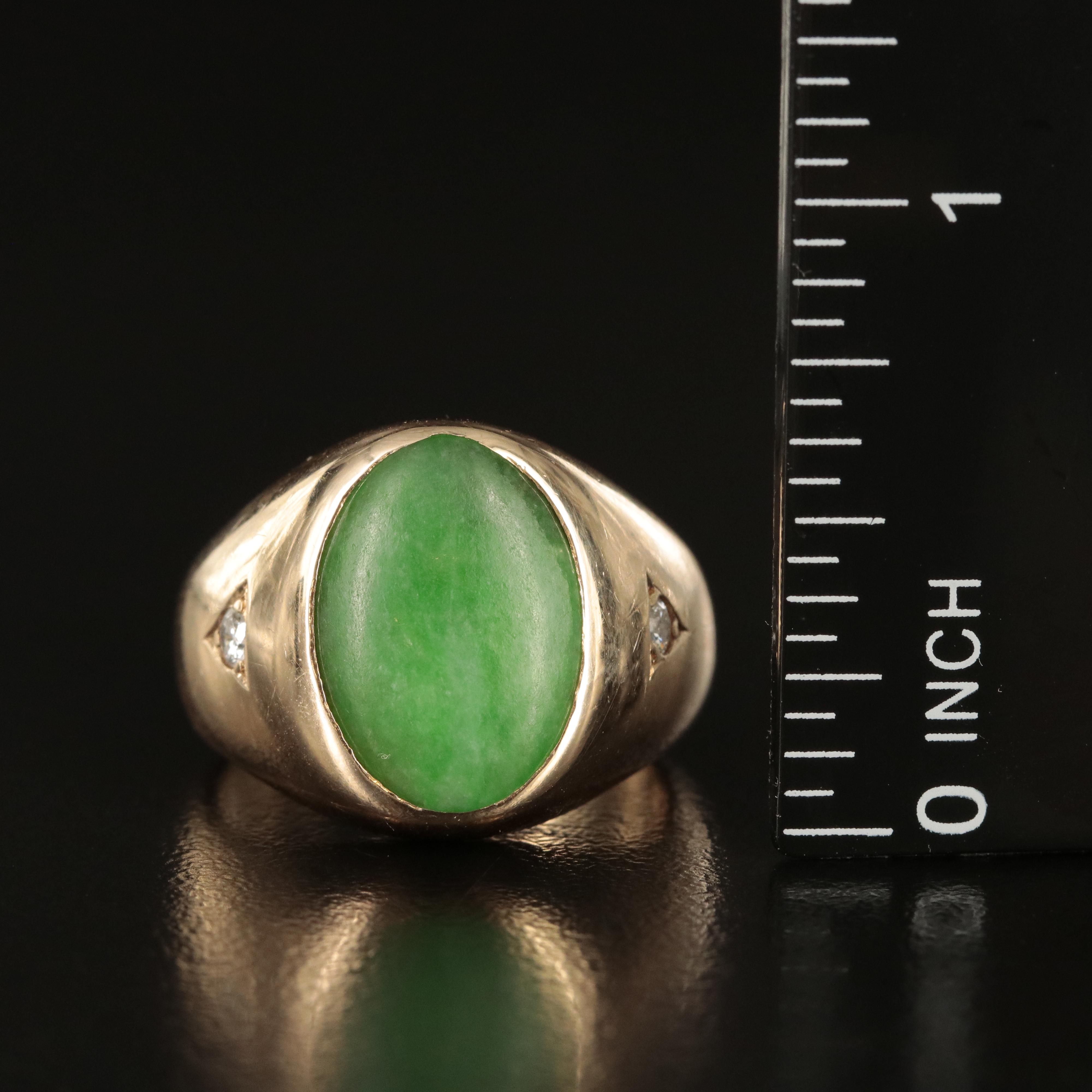 14K Jadeite and Diamond Ring