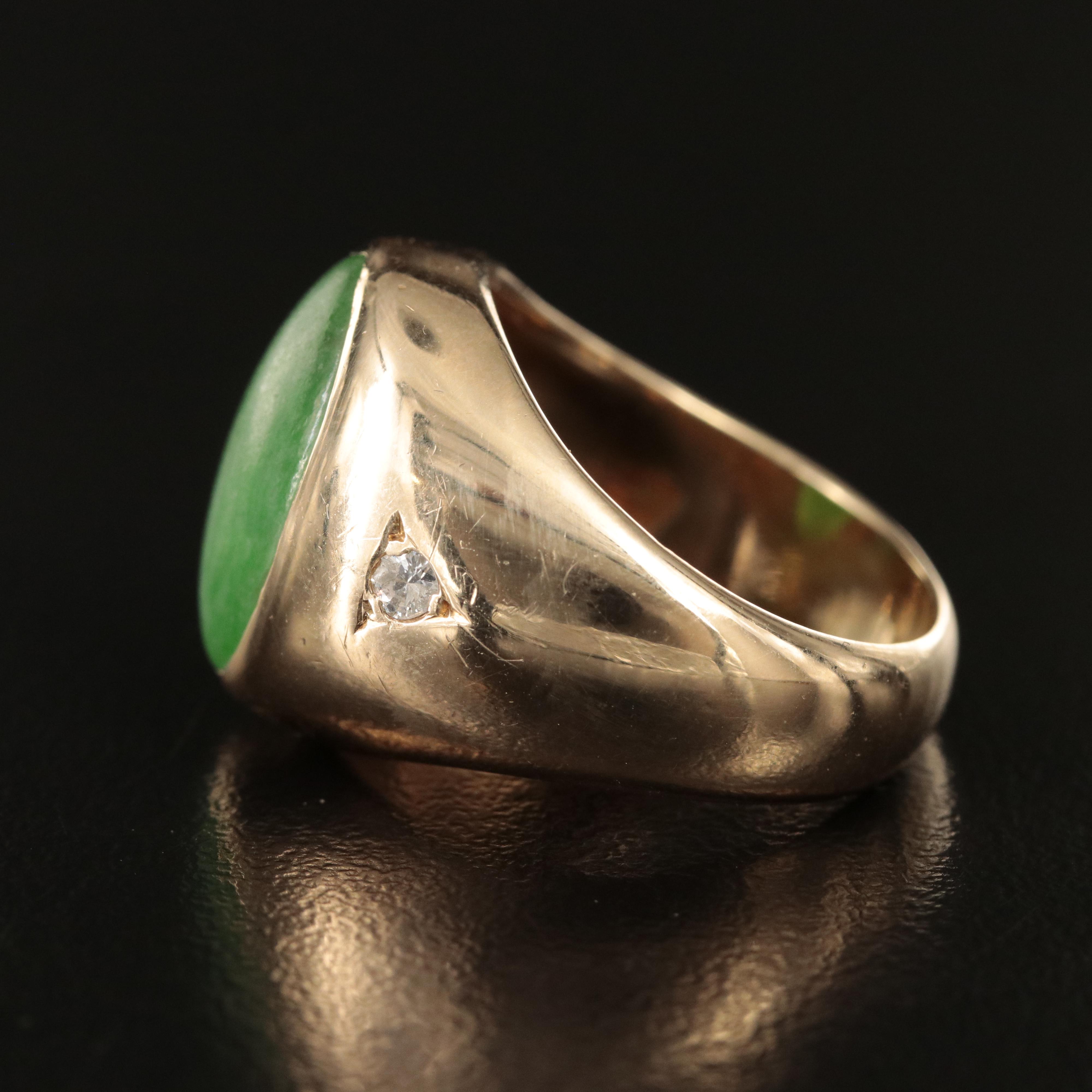 14K Jadeite and Diamond Ring