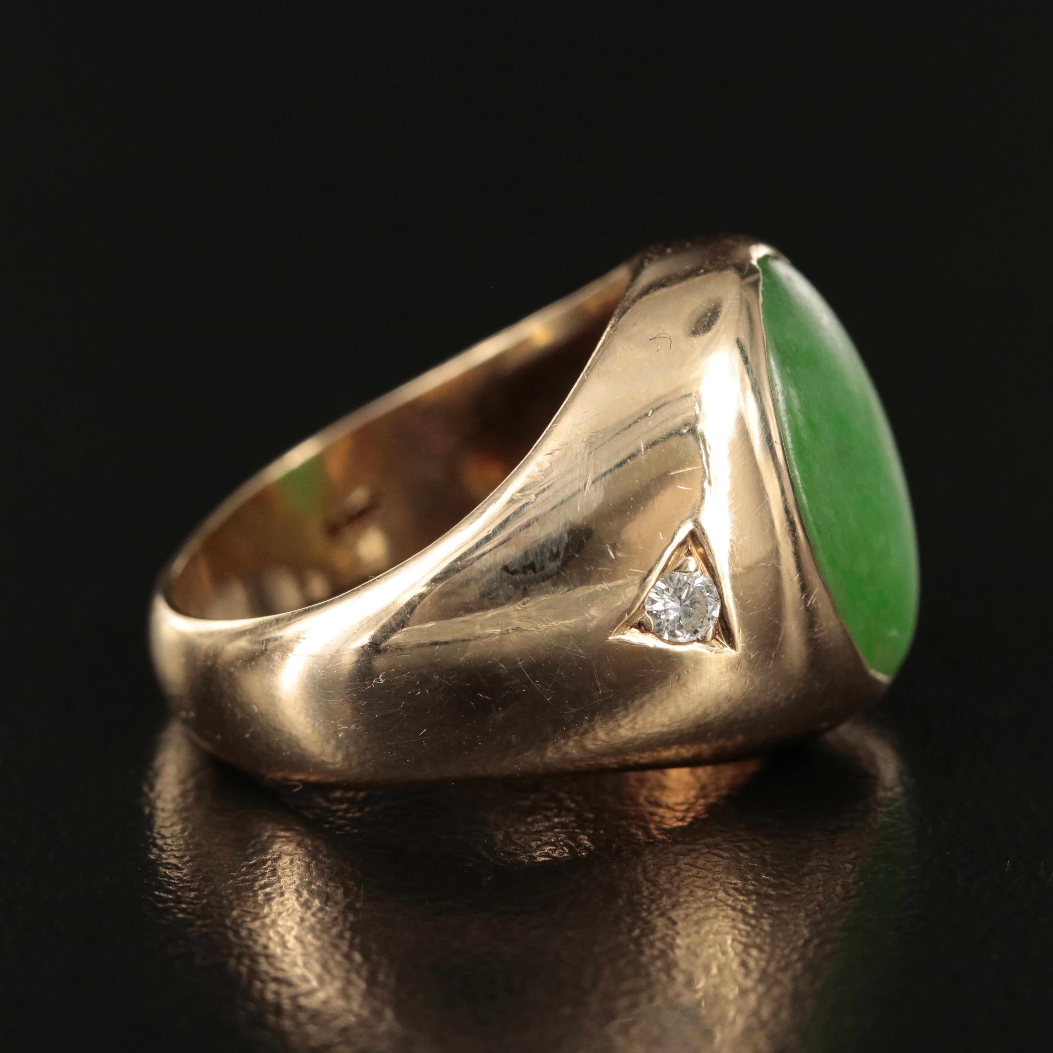 14K Jadeite and Diamond Ring