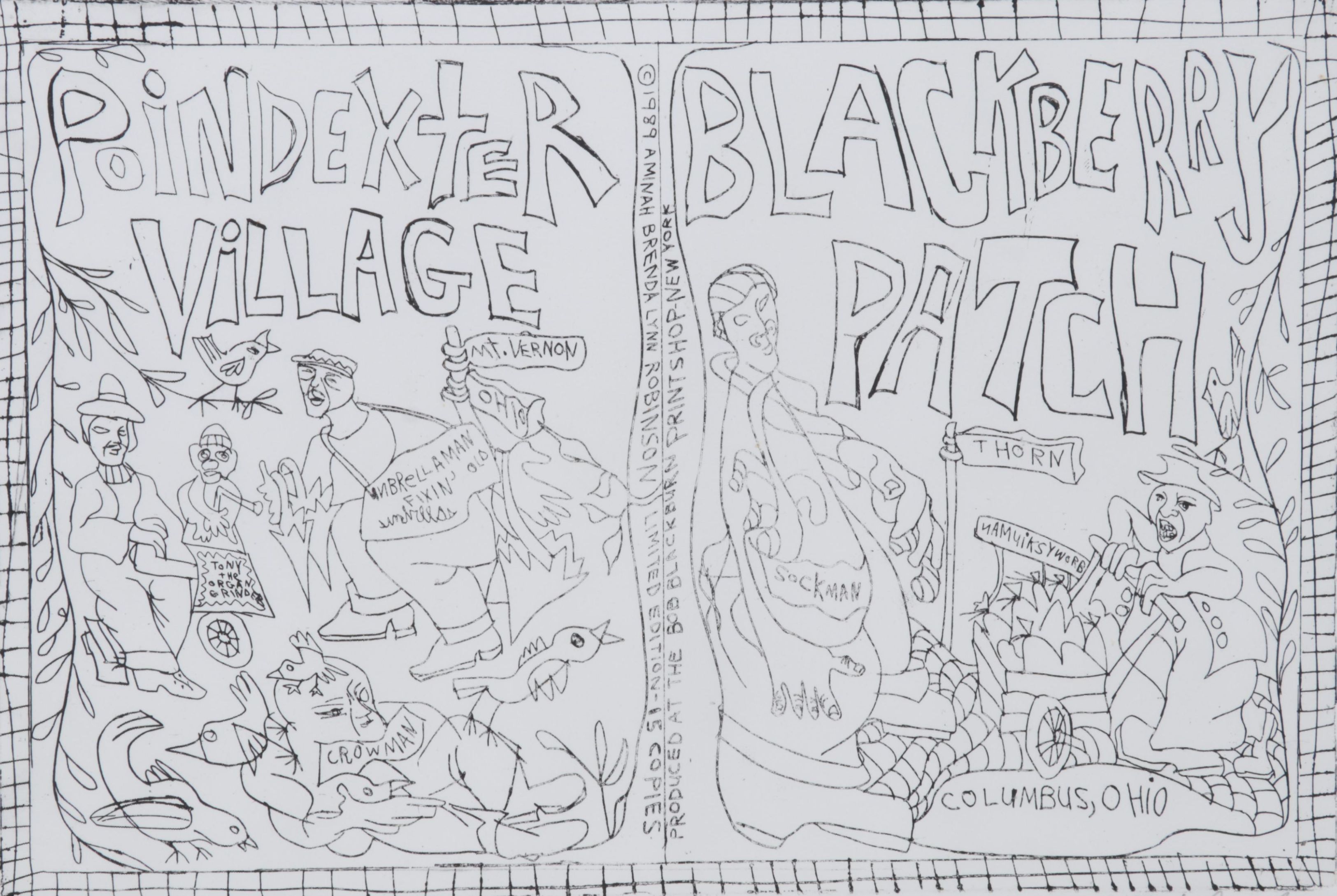 Aminah Robinson Etching "Poindexter Village," 1989