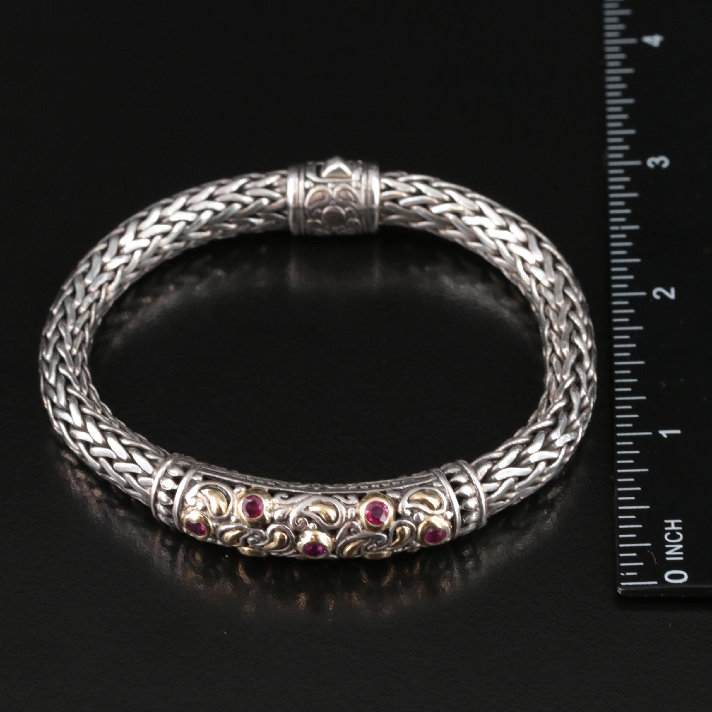 Sterling Ruby Bracelet and Earrings with 18K Accents