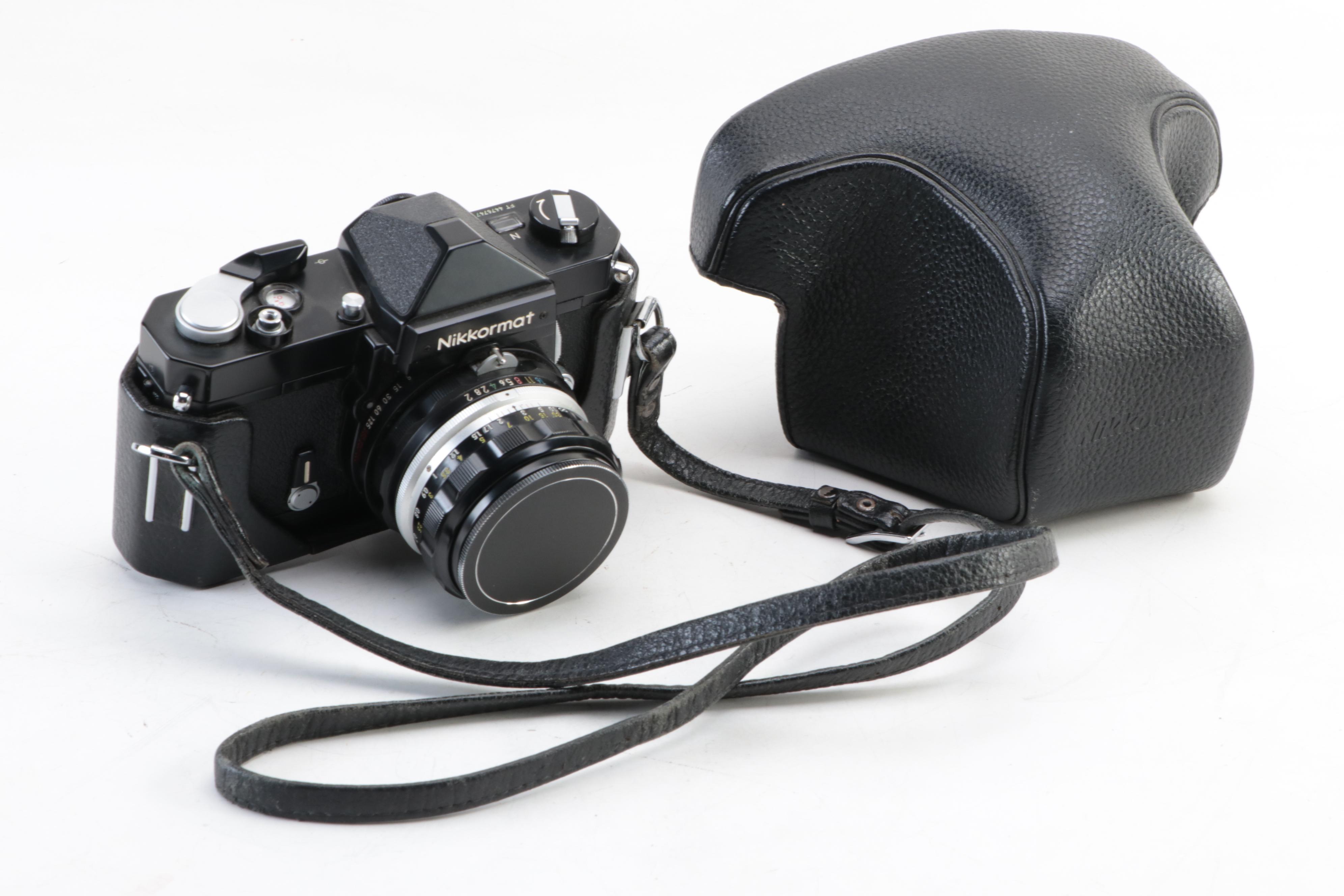 Nikon Nikkormat 35 mm SLR Camera with Case, Mid-20th Century