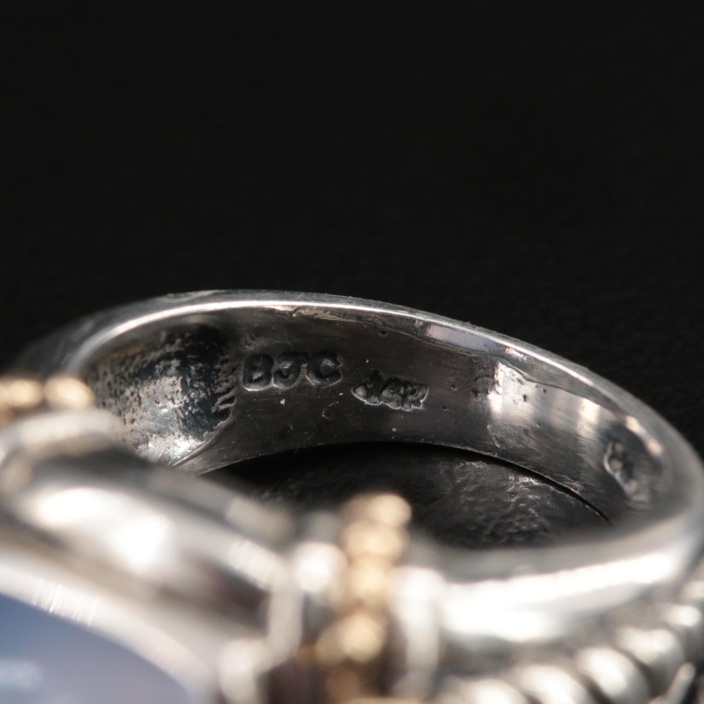 Samuel Benham Sterling Chalcedony and Tanzanite Earrings and Ring