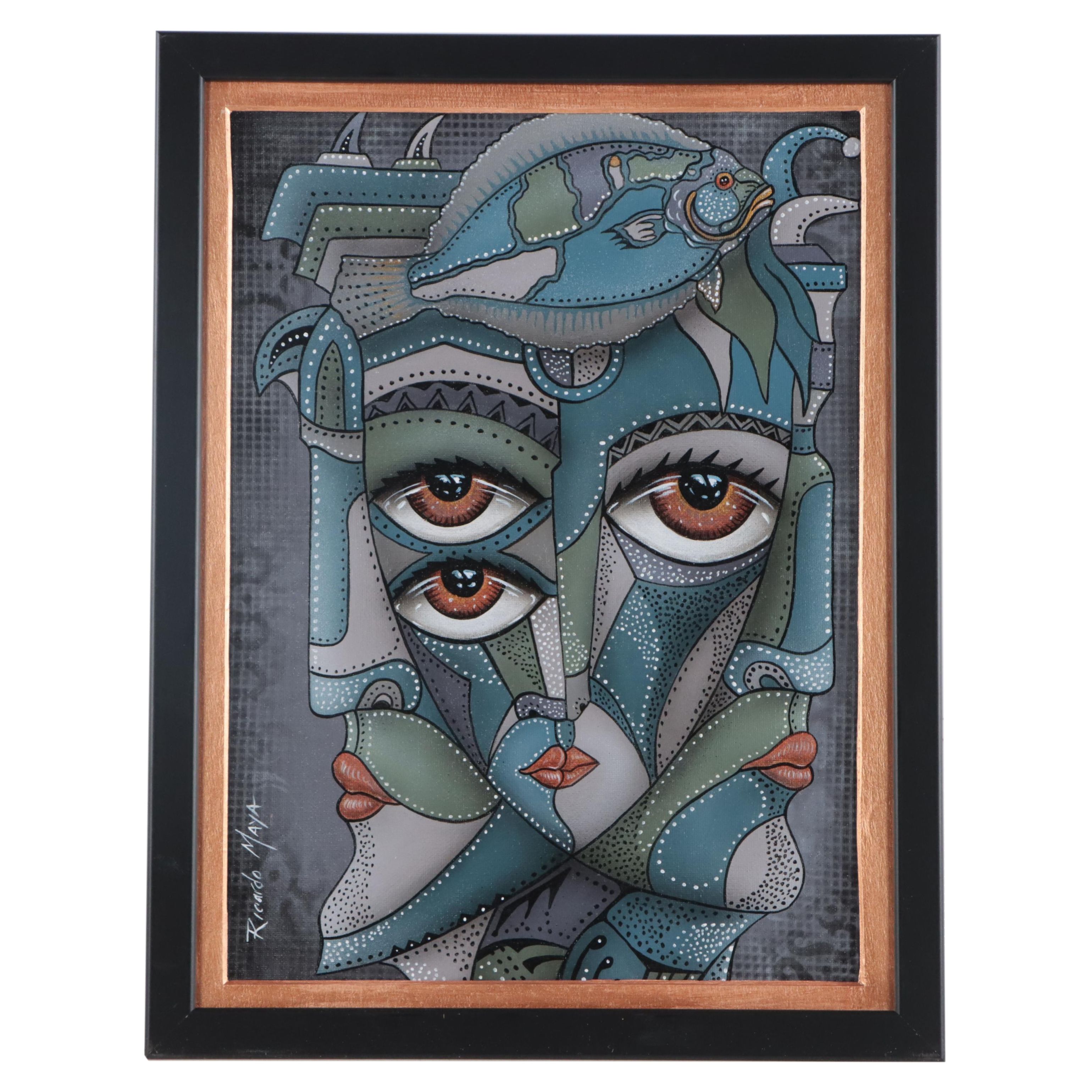 Ricardo Maya Acrylic Portrait, 21st Century