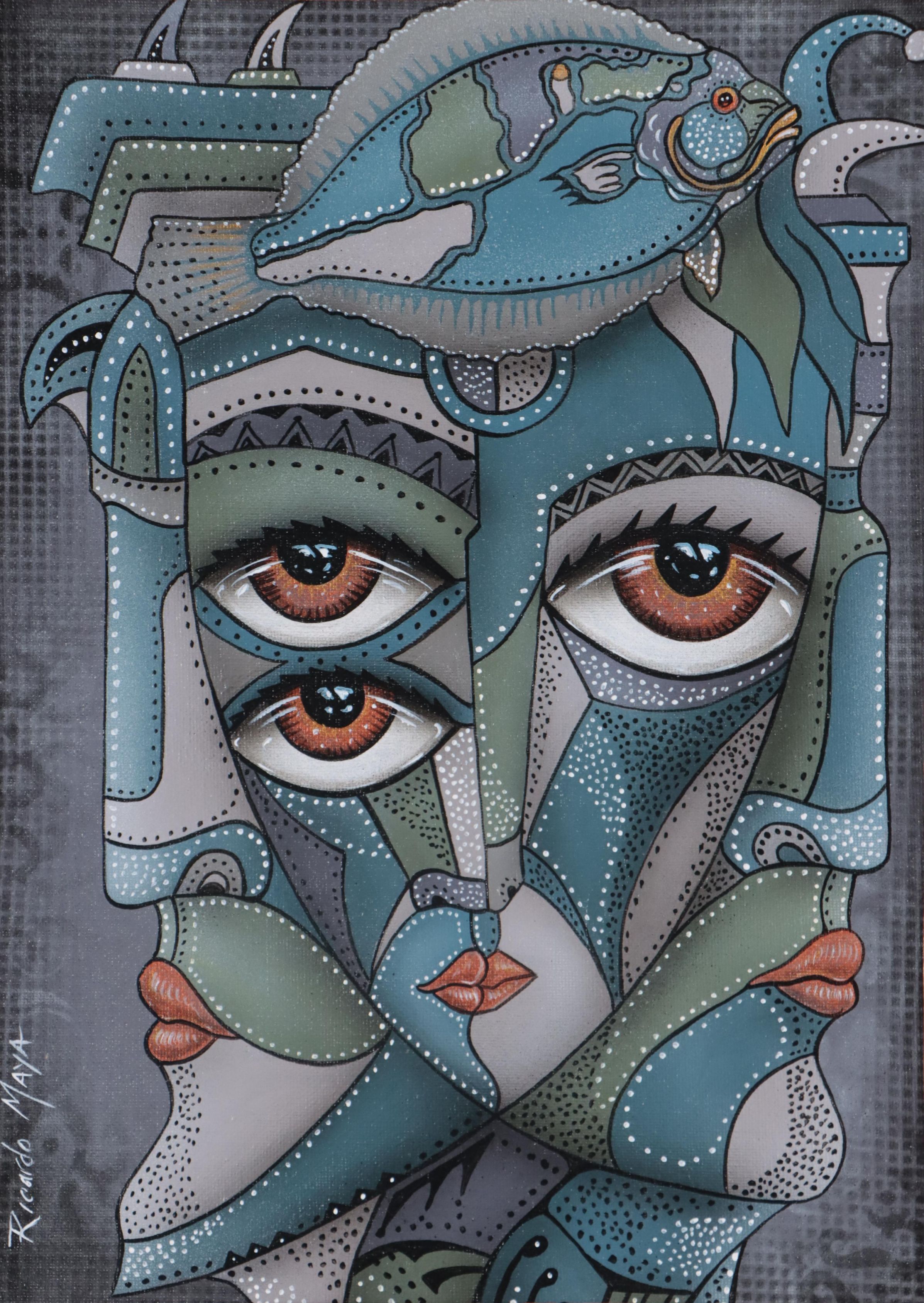 Ricardo Maya Acrylic Portrait, 21st Century