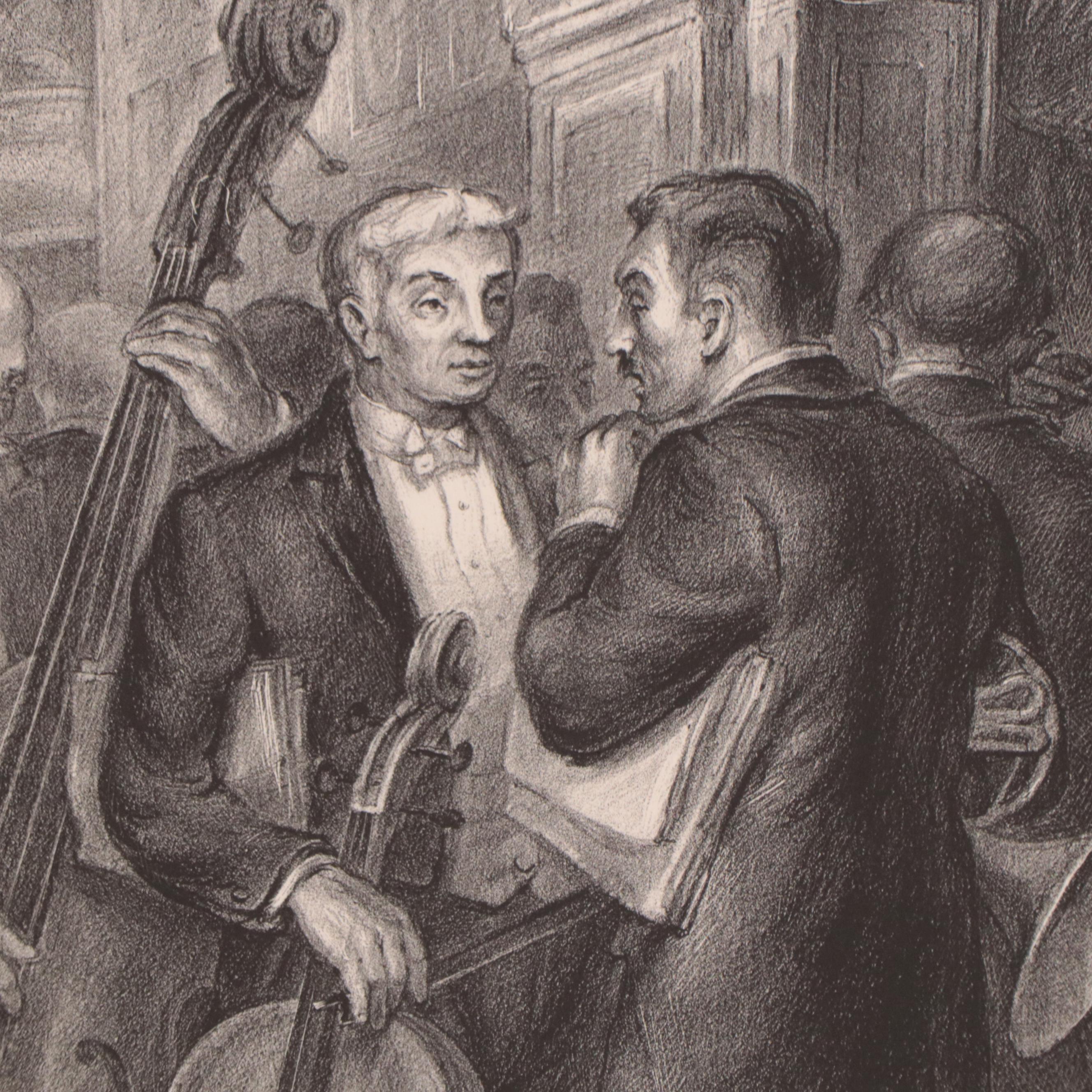 Charles Locke Lithograph "Intermission," Mid-20th Century