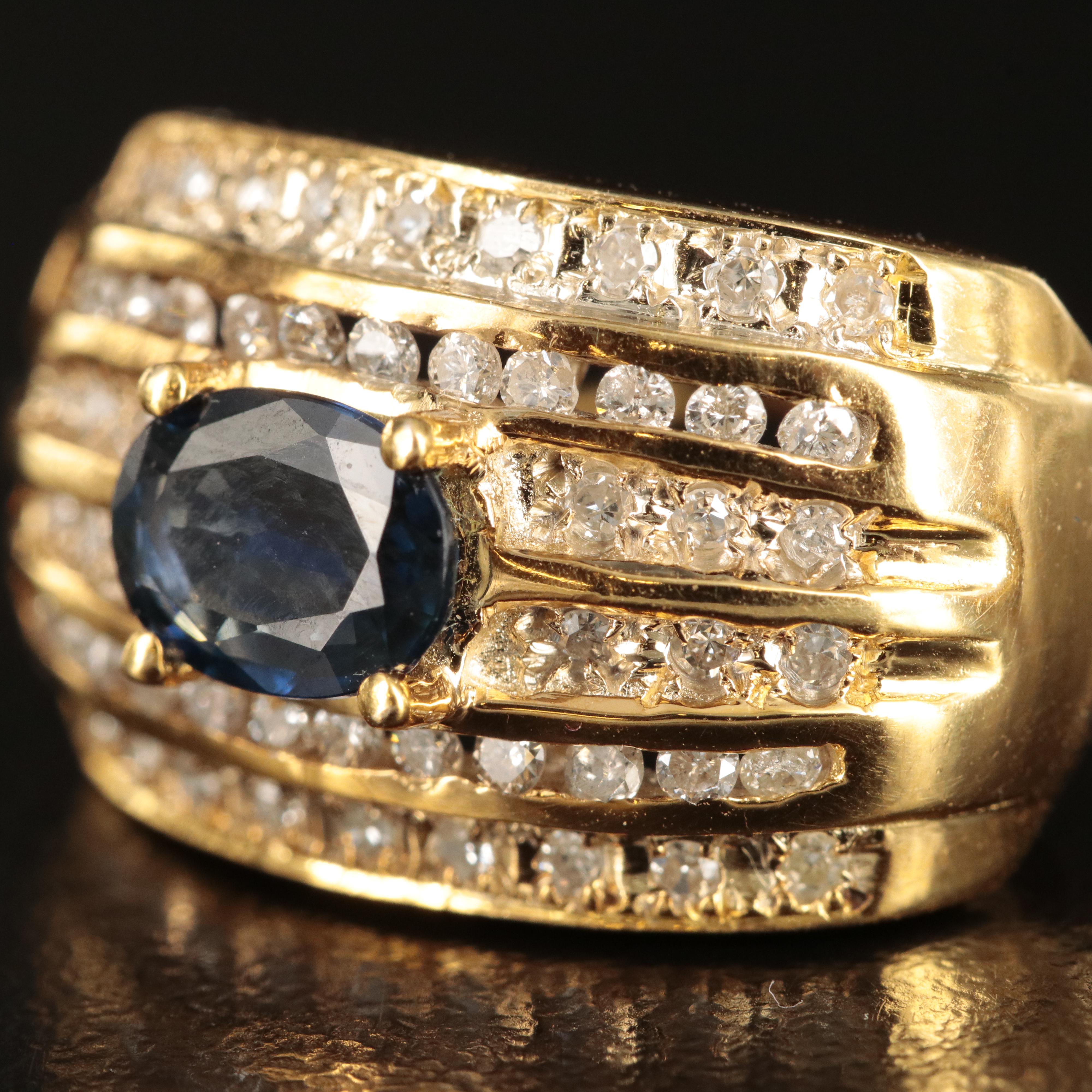 14K Sapphire and 1.13 CTW Diamond J Hoop Earrings