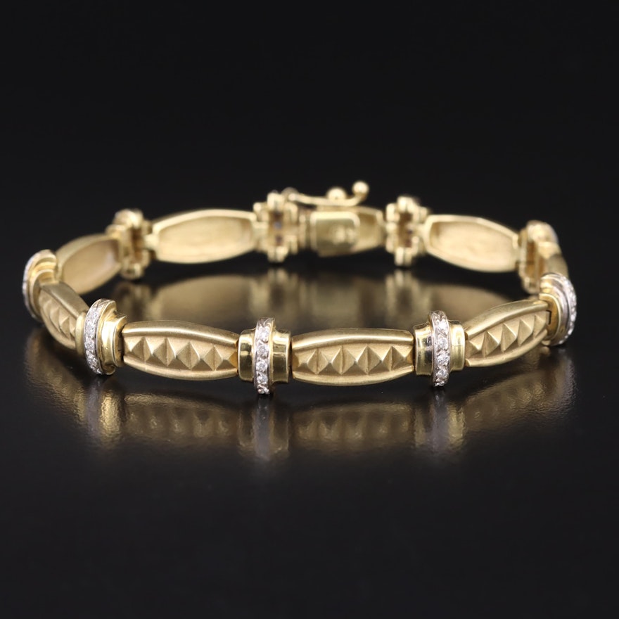 14K 0.50 CTW Diamond Bar Link Bracelet