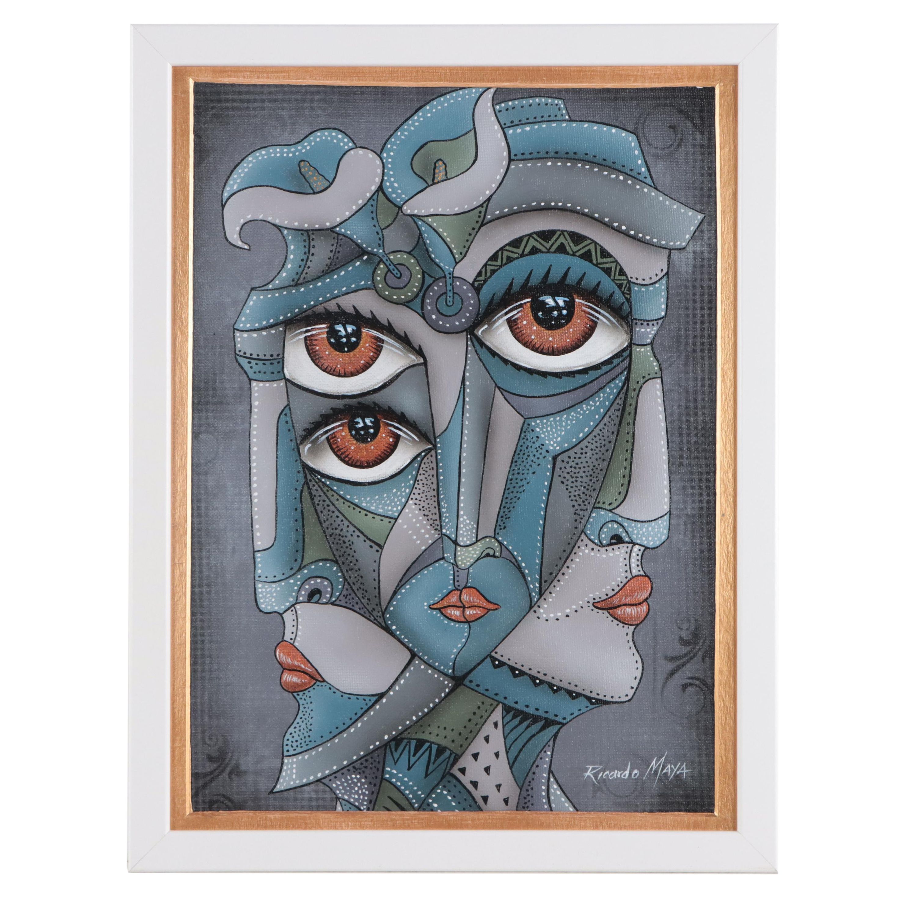 Ricardo Maya Acrylic Portrait, 21st Century