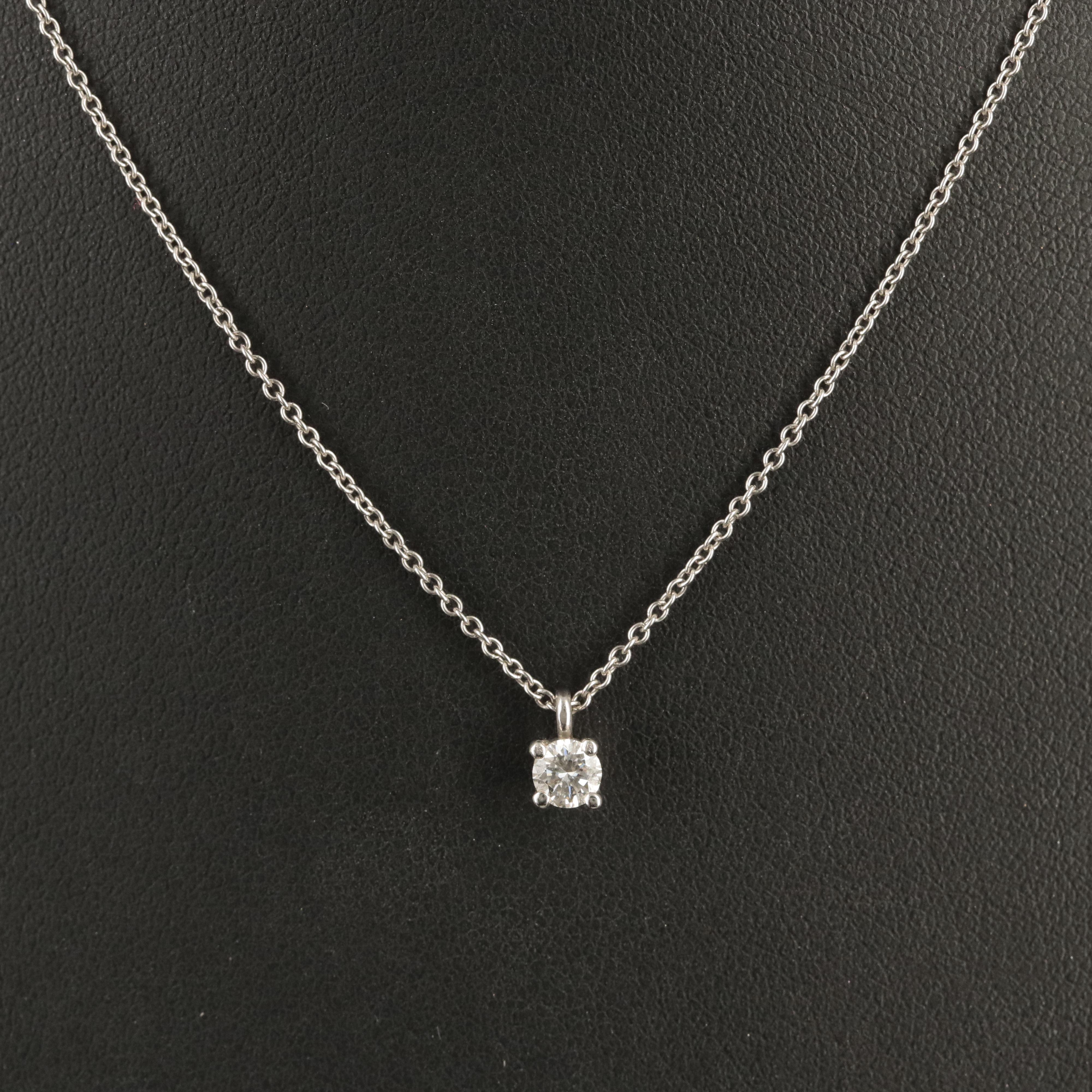 Tiffany & Co. Platinum 0.18 CT Diamond Solitaire Pendant Necklace
