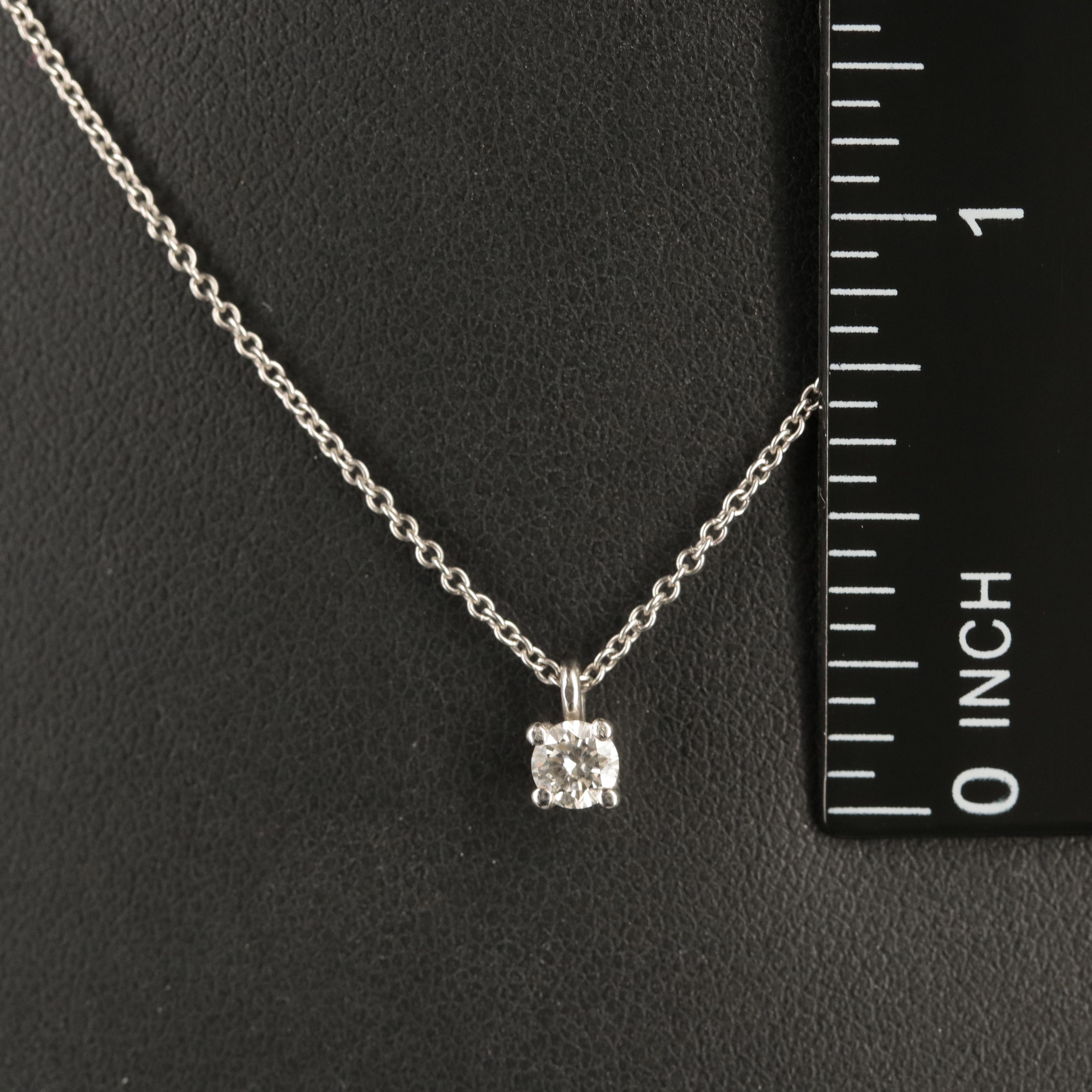 Tiffany & Co. Platinum 0.18 CT Diamond Solitaire Pendant Necklace