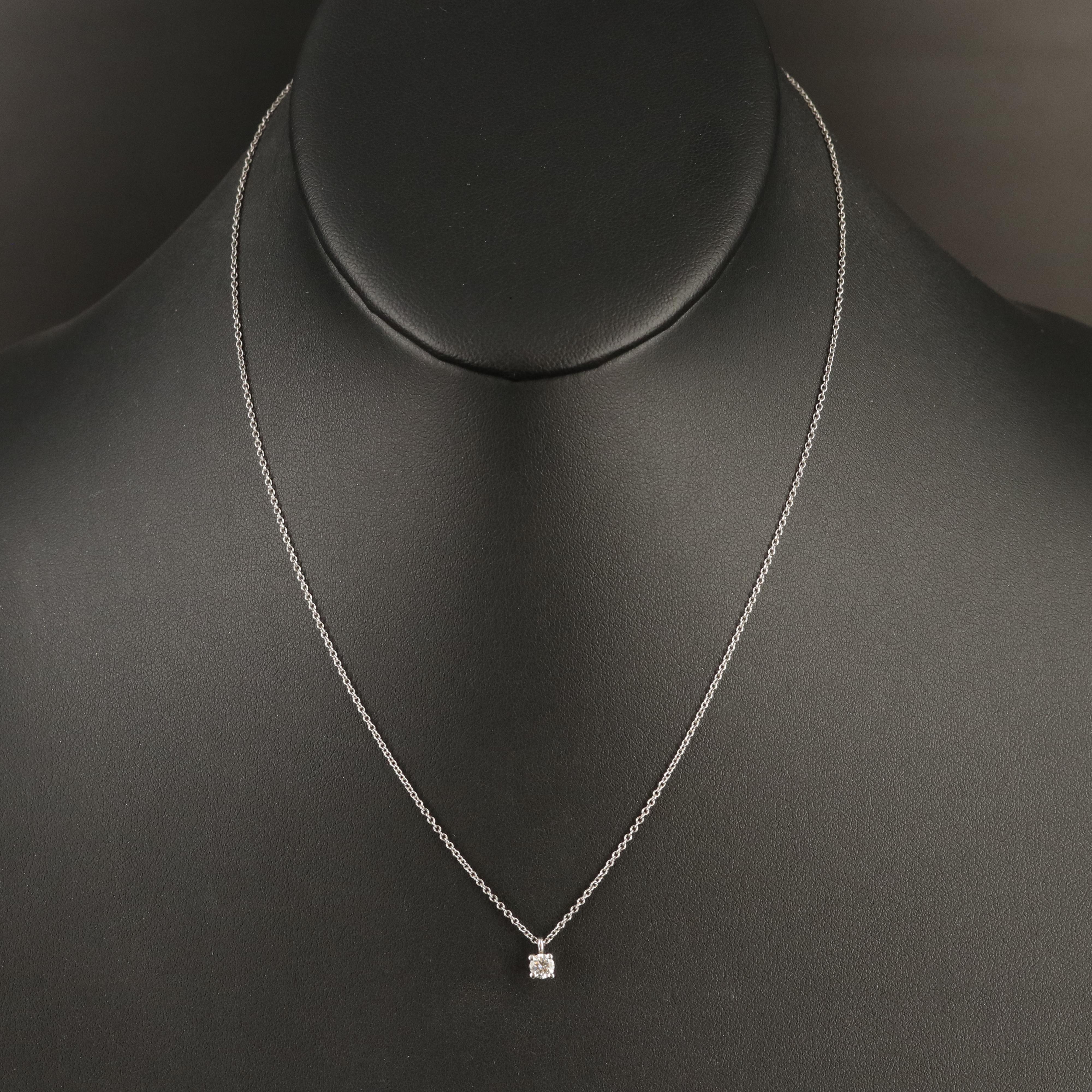 Tiffany & Co. Platinum 0.18 CT Diamond Solitaire Pendant Necklace