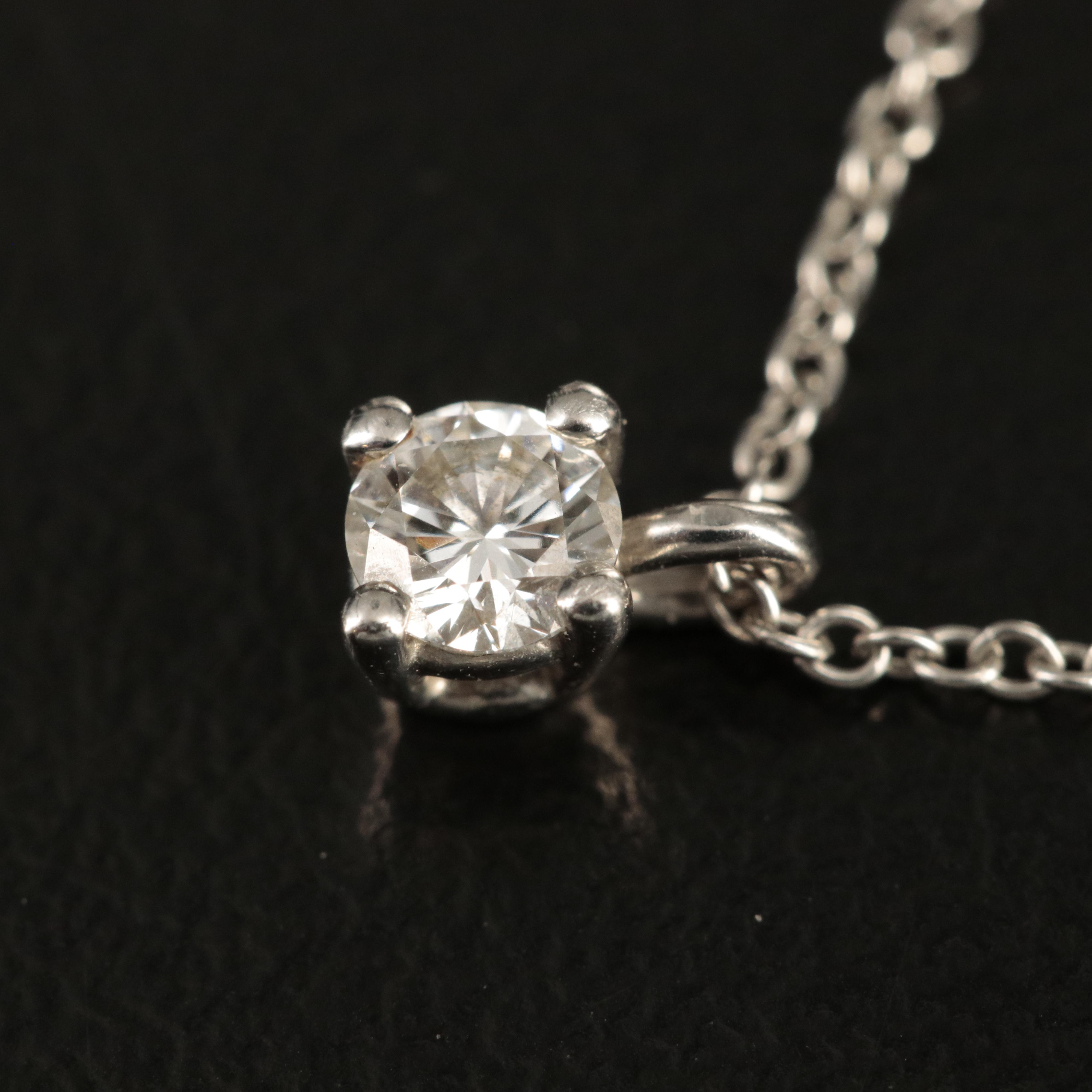Tiffany & Co. Platinum 0.18 CT Diamond Solitaire Pendant Necklace