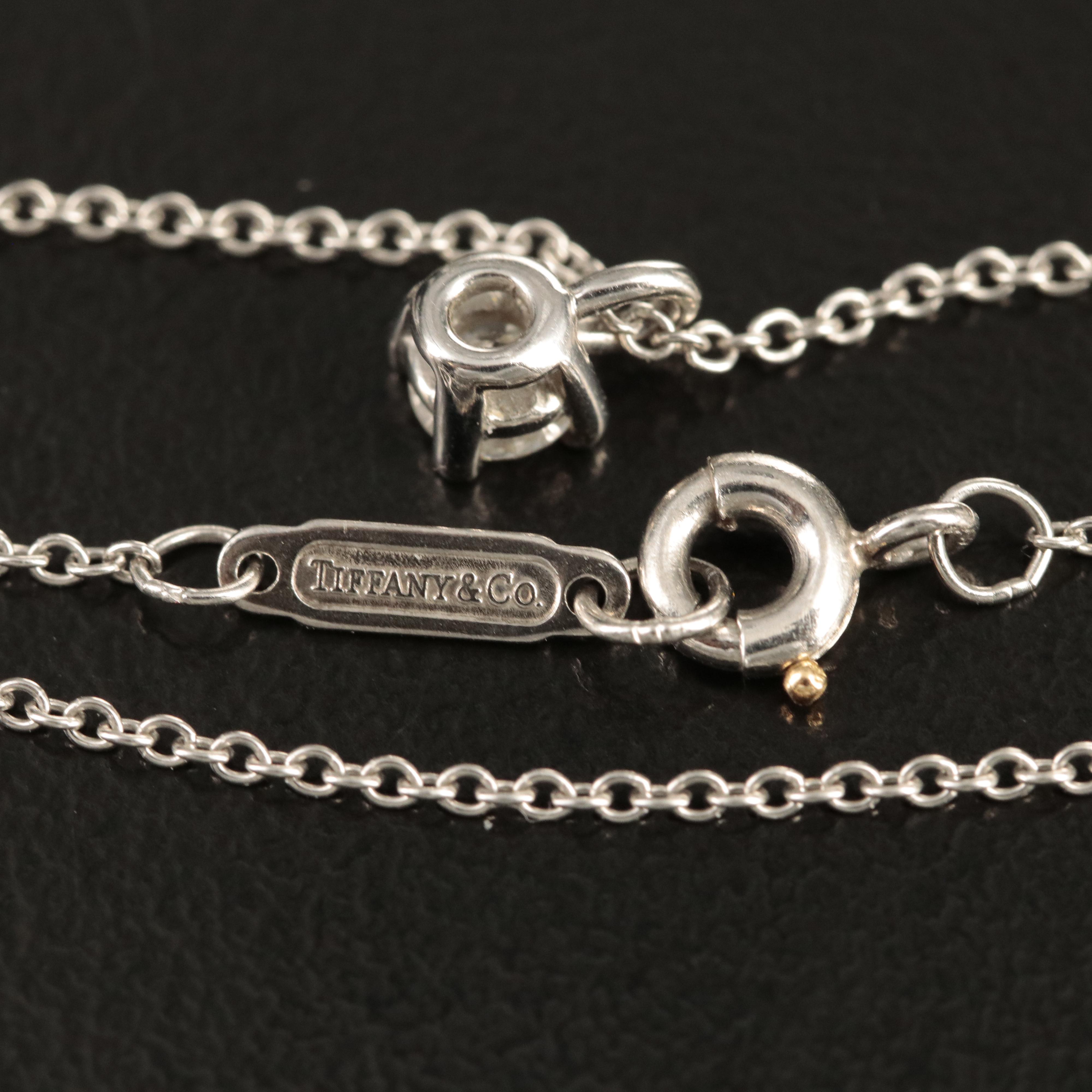 Tiffany & Co. Platinum 0.18 CT Diamond Solitaire Pendant Necklace